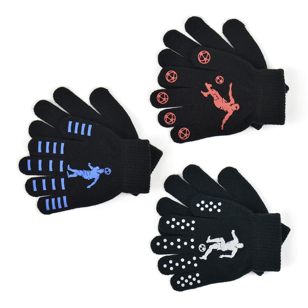 Boys 3 Pack Gloves Winter Warm Thermal Magic Mitten One Size Fit Stretchy Gloves - Picture 14 of 17