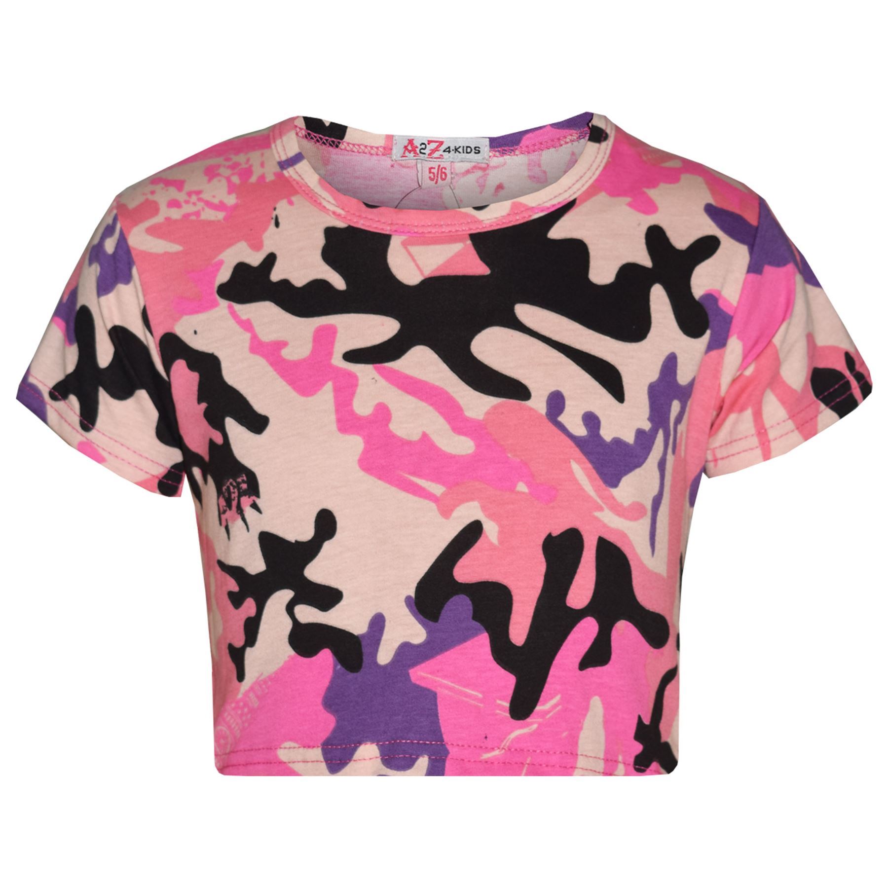 A2Z Kids Camo Crop Top & Skater Skirt Set Summer Wear Girls Boys Age 5-13 Years - Picture 7 of 33