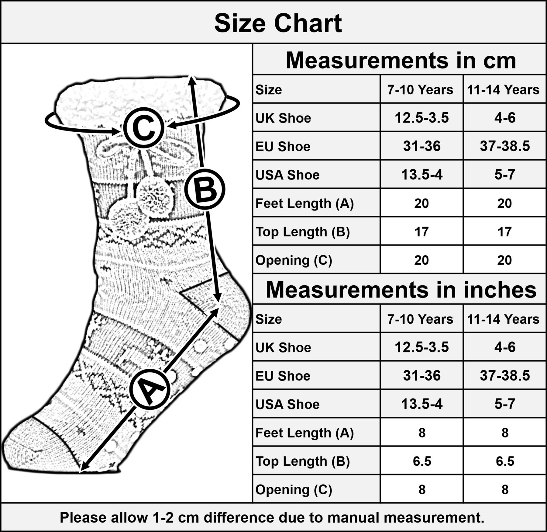 Kids Girls' Fluffy Sherpa Fleece Lining Christmas Socks with Non Slip Gripper - Picture 5 of 8