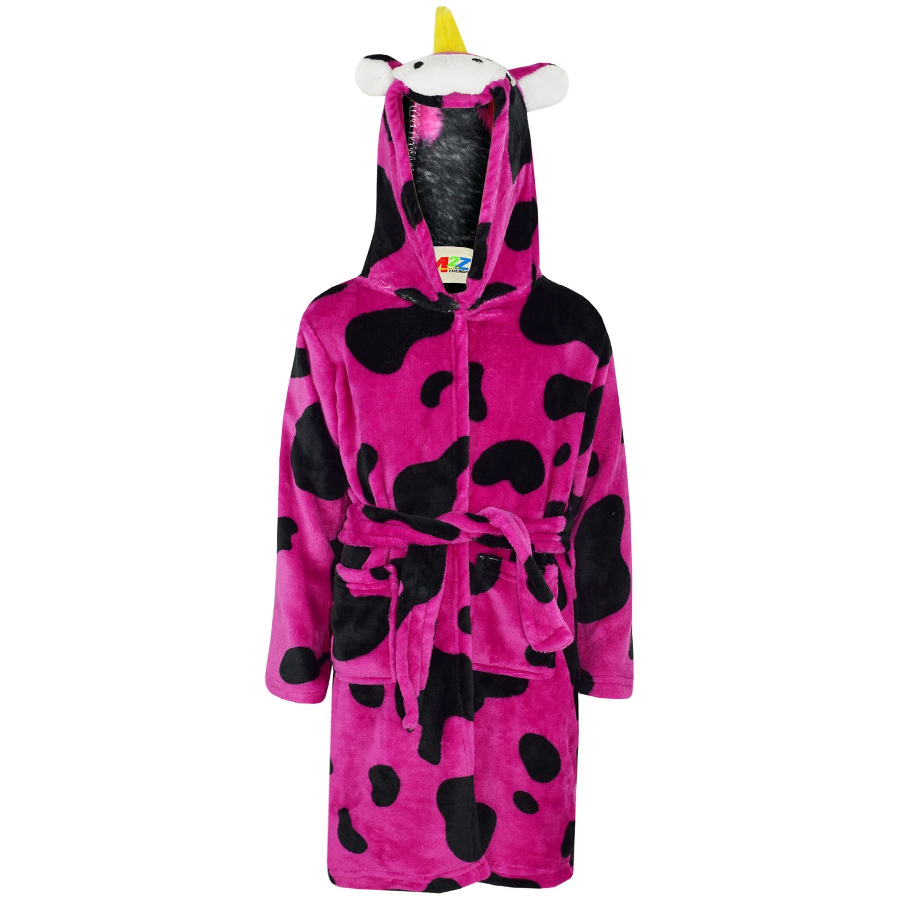 A2Z 4 Kids Super Soft 3D Animal Detail Dressing Gown Nightwear Hooded Robe 2-1 - Picture 77 of 154
