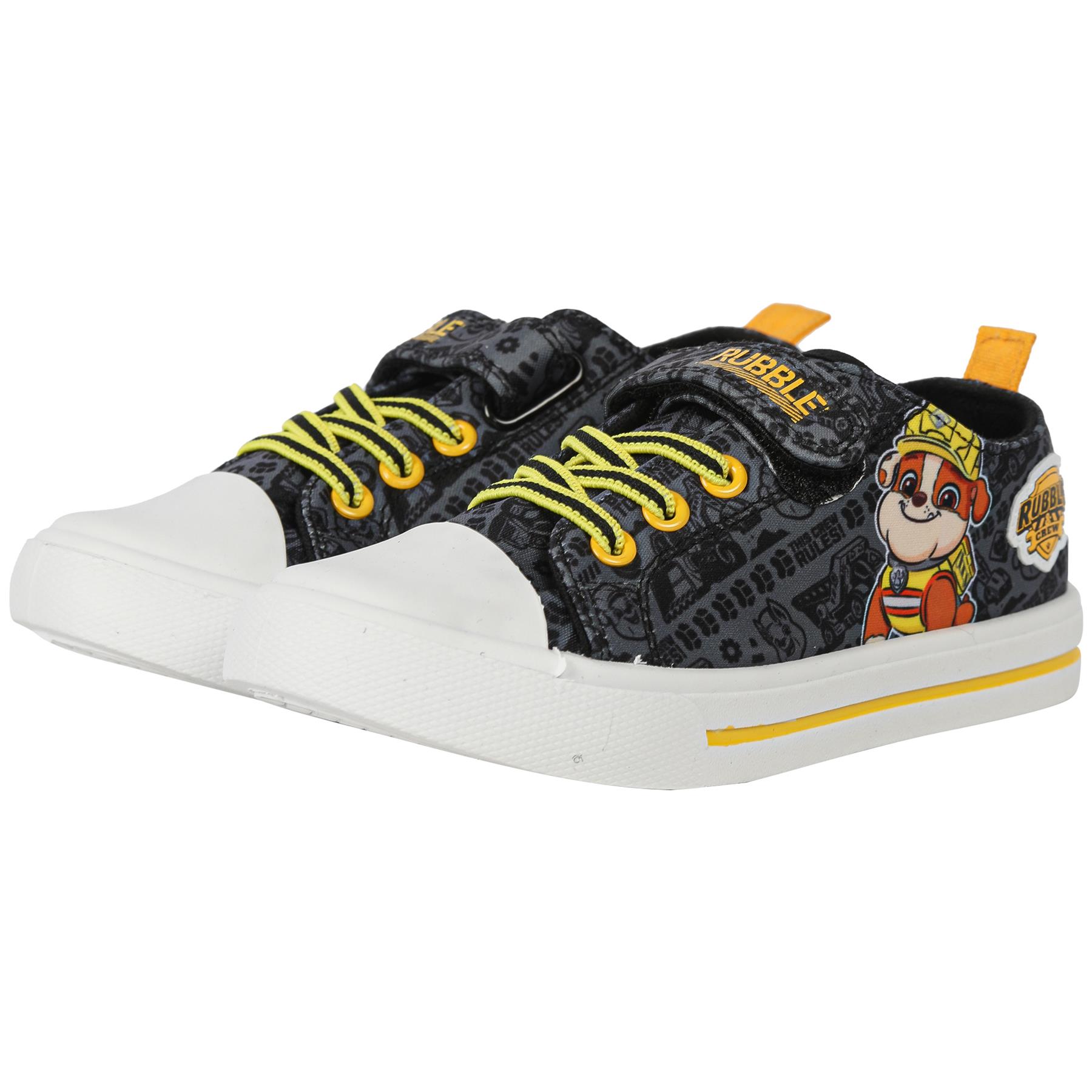Kids Paw Patrol Rubble & Crew Low Top Canvas Trainers Official Licensed Shoes - Picture 2 of 8