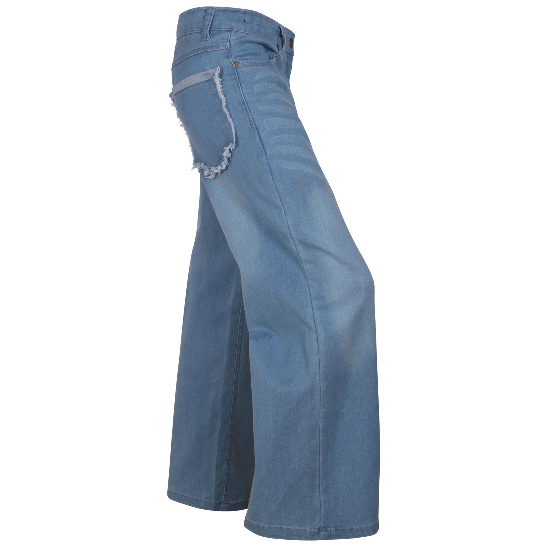 Kids Girls Relaxed Baggy Palazzo Jeans For Teens Flare Stretchy Denim Jeans - Picture 15 of 23
