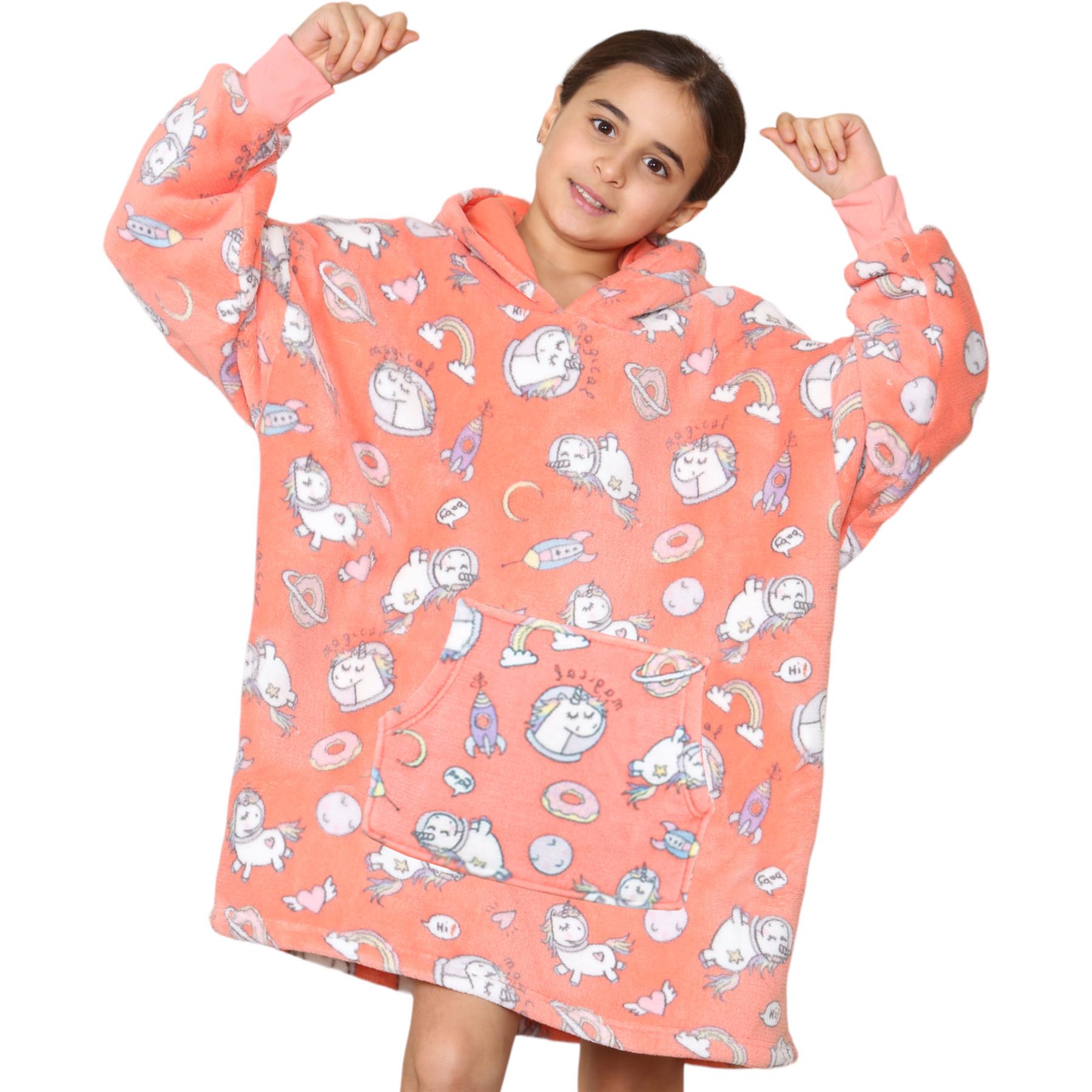 Kinder Mädchen Jungen Ultra Soft Oversized Hoodie Kuschel Plüsch Sherpa Fleece Futter - Bild 54 von 63