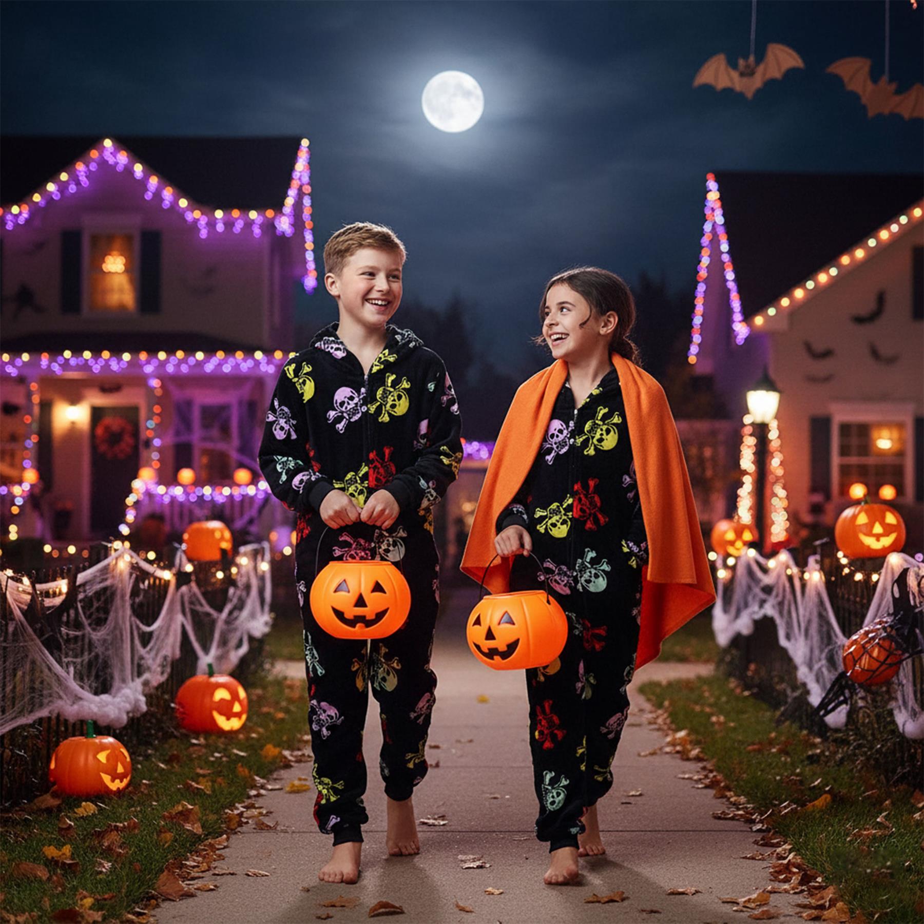 Fun Print Childrens A2Z Onesie One Piece Halloween Pyjama Set for Boys and Girls - Picture 11 of 18