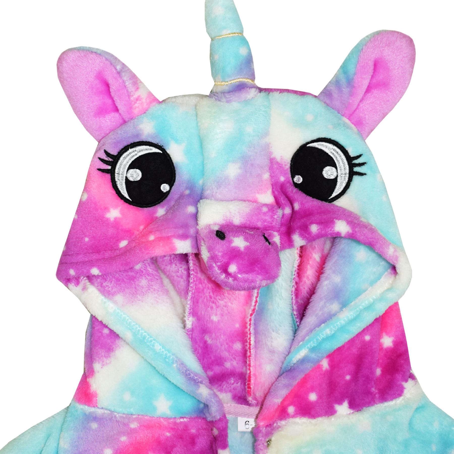 A2Z 4 Kids Super Soft 3D Animal Detail Dressing Gown Nightwear Hooded Robe 2-1 - Picture 84 of 154