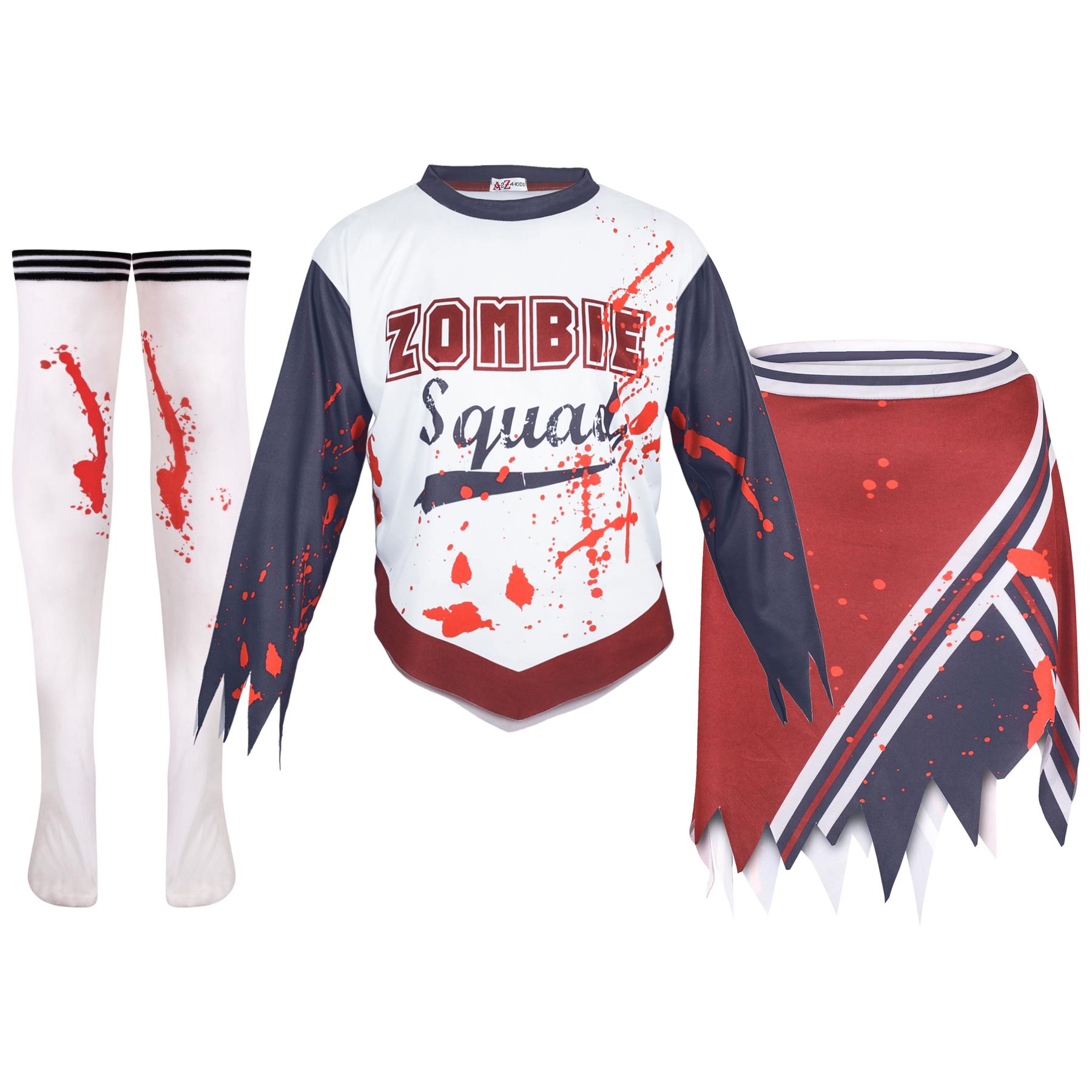 Kinder Mädchen Zombie Cheerleader Halloween Kostüm Halloween Partys Outfit - Bild 17 von 43