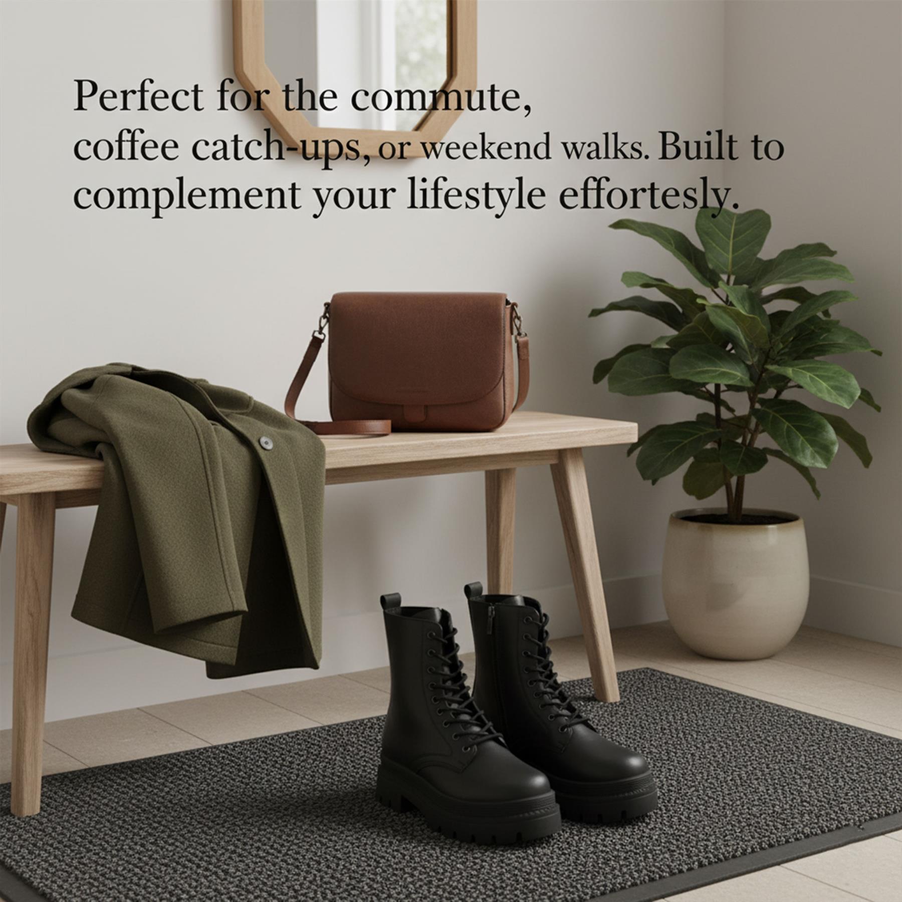 A2Z Damen Schnürstiefel klobig Kampfstiefel stilvoll schwarz PU Knöchelschuhe - Bild 7 von 8