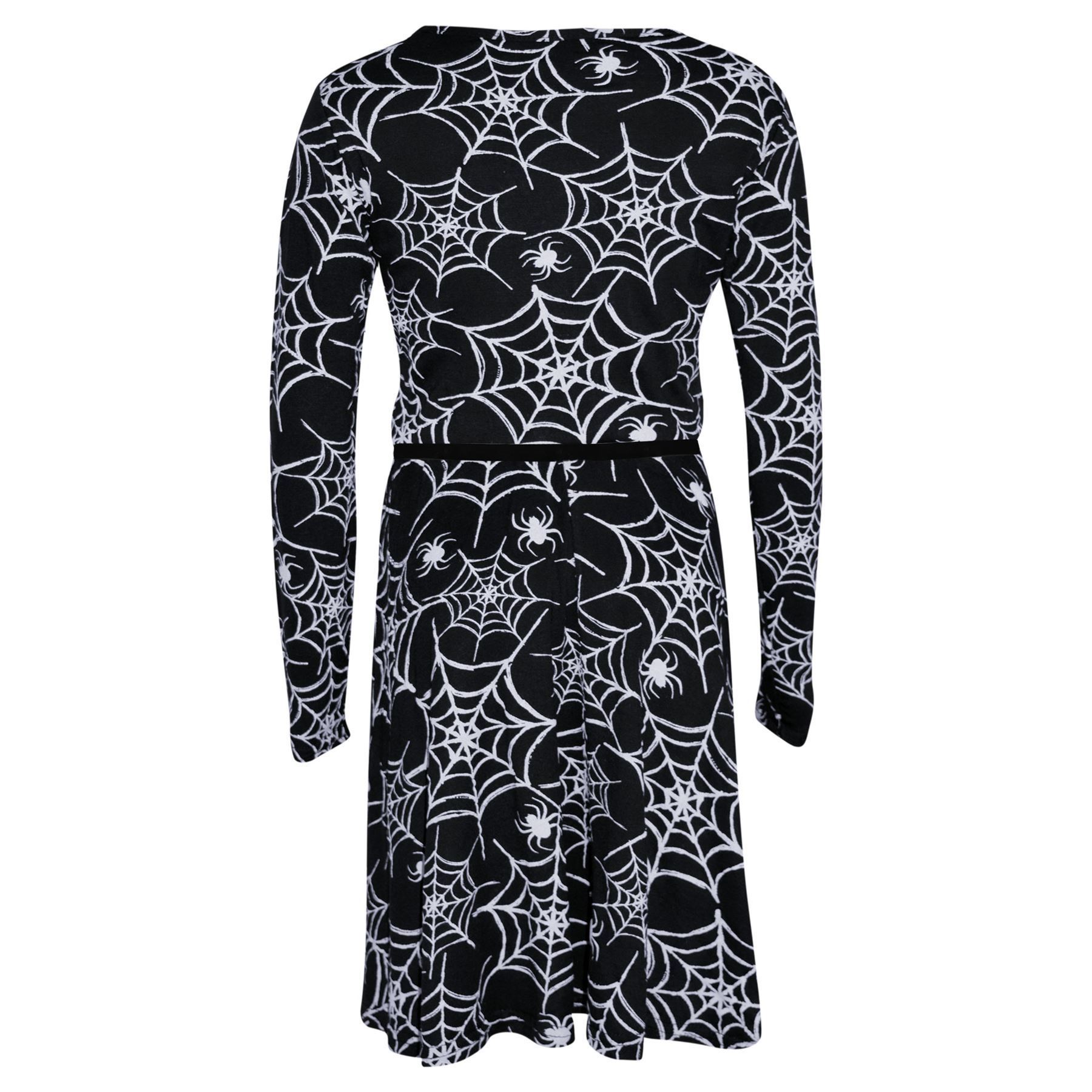 Girls Halloween Dresses Spider Web Skater Swing Dress Fancy Costume Legging - Picture 5 of 15