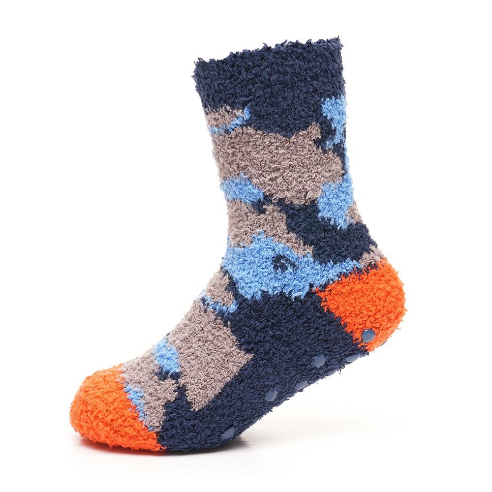 Kids Boys Soft Fluffy Slipper Socks Warm Winter Non Skid Gripper Cosy Socks - Picture 3 of 10