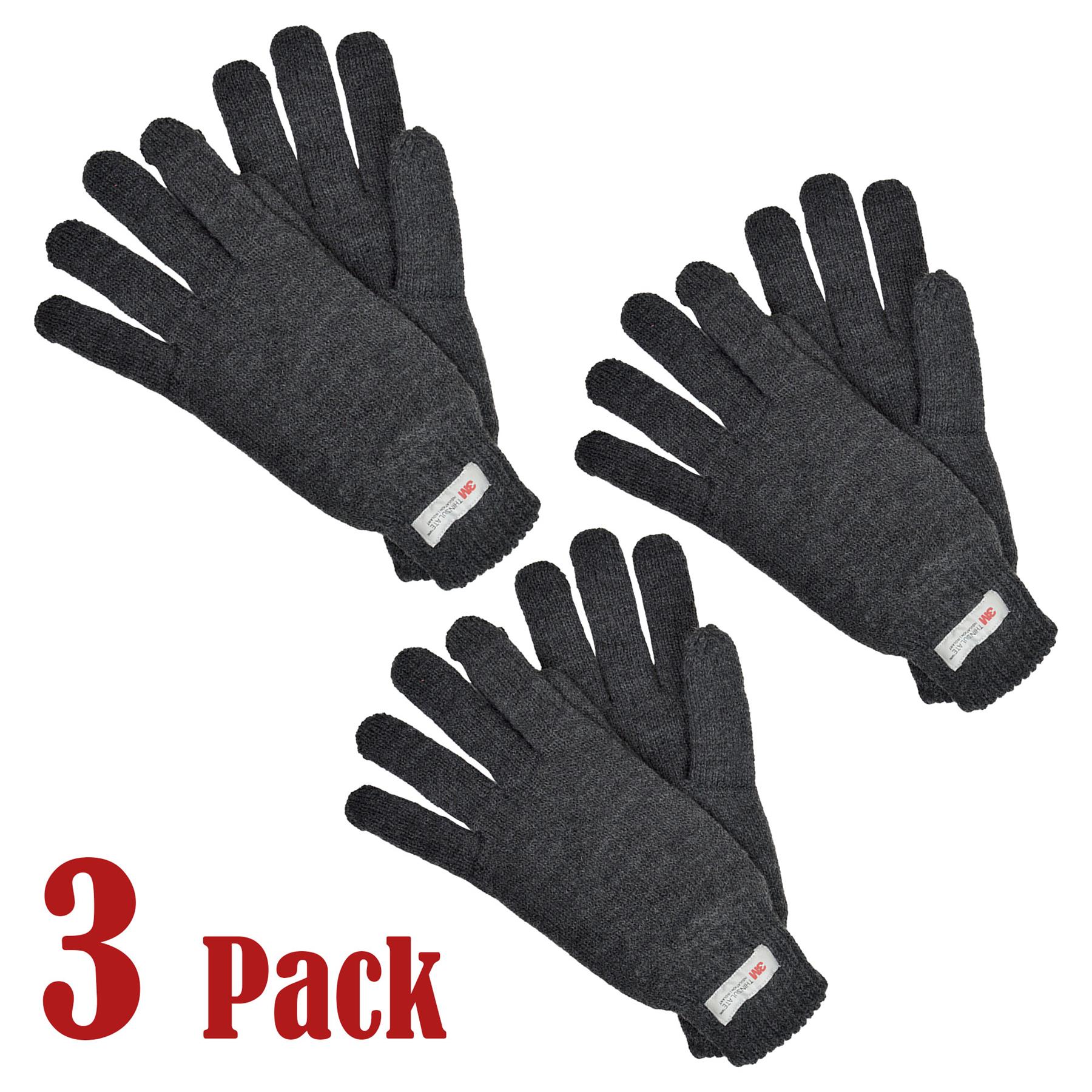 Mens Gloves Winter Warm Thinsulate Knitted Gloves Knit One Size Soft Mittens - Picture 7 of 7
