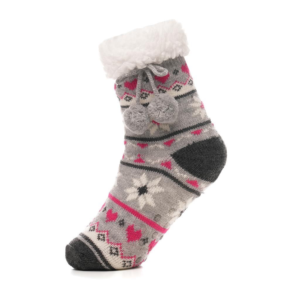 Kids Girls' Fluffy Sherpa Fleece Lining Christmas Socks with Non Slip Gripper - Picture 6 of 8