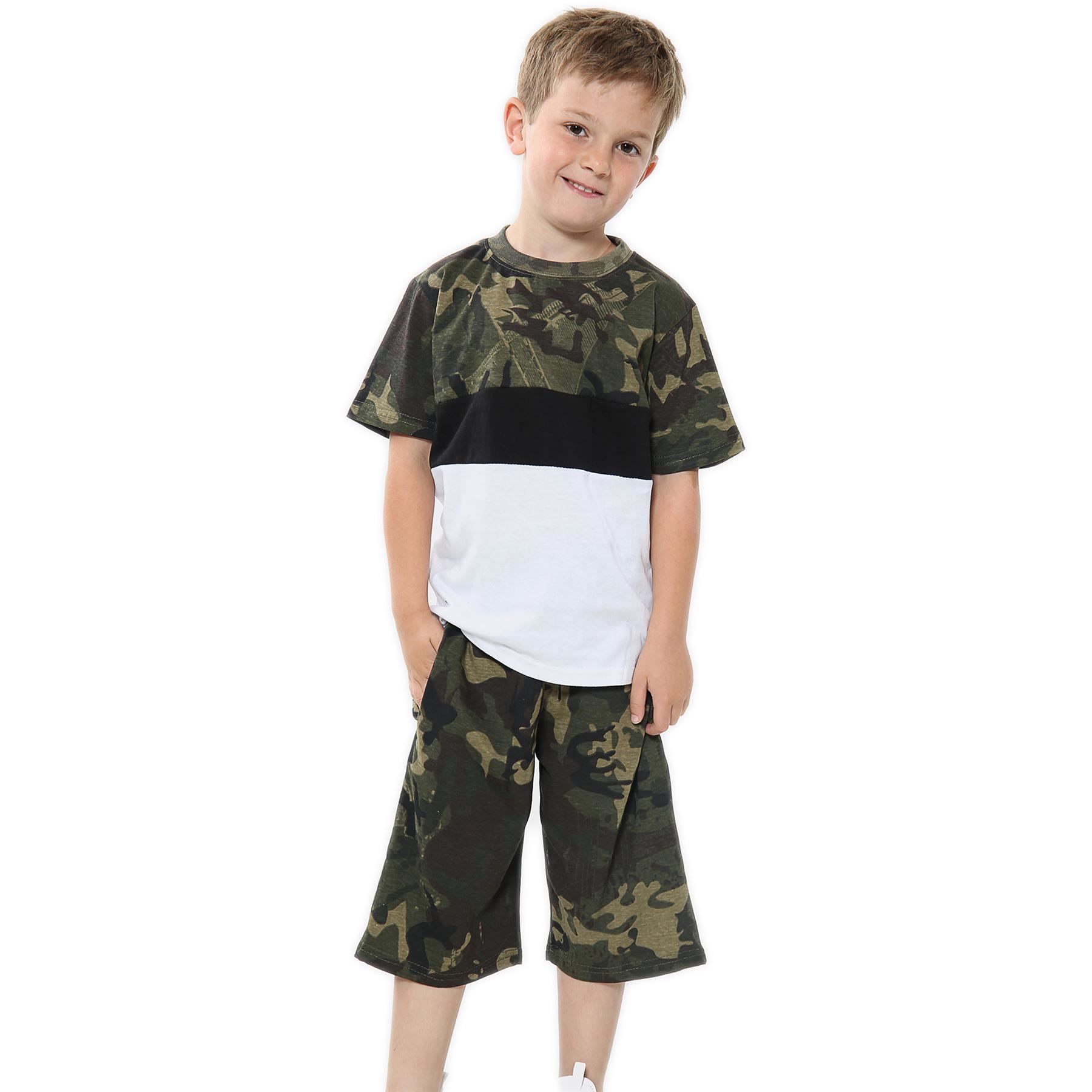 Juego de camisetas y pantalones cortos con panel de contraste de color para niños ropa de verano niñas niños de 5-13 años - Imagen 20 de 41