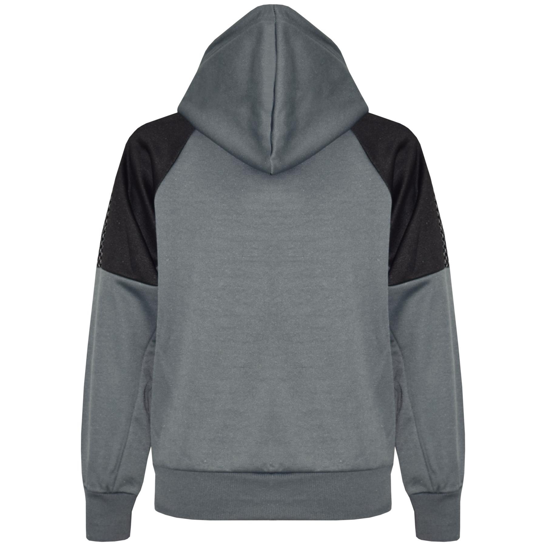 Kids Girls Boys Tracksuits Mesh Charcoal Hooded Top Bottom School Sports Joggers - Picture 5 of 9