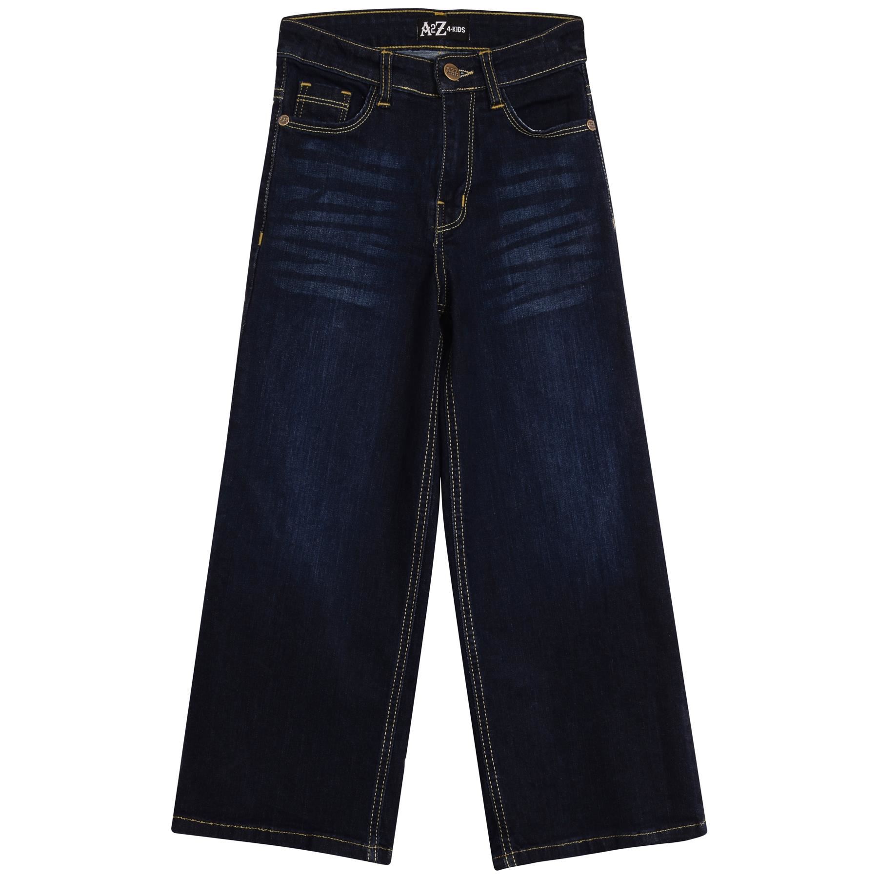 Kids Girls Relaxed Baggy Palazzo Jeans For Teens Flare Stretchy Denim Jeans - Picture 3 of 23