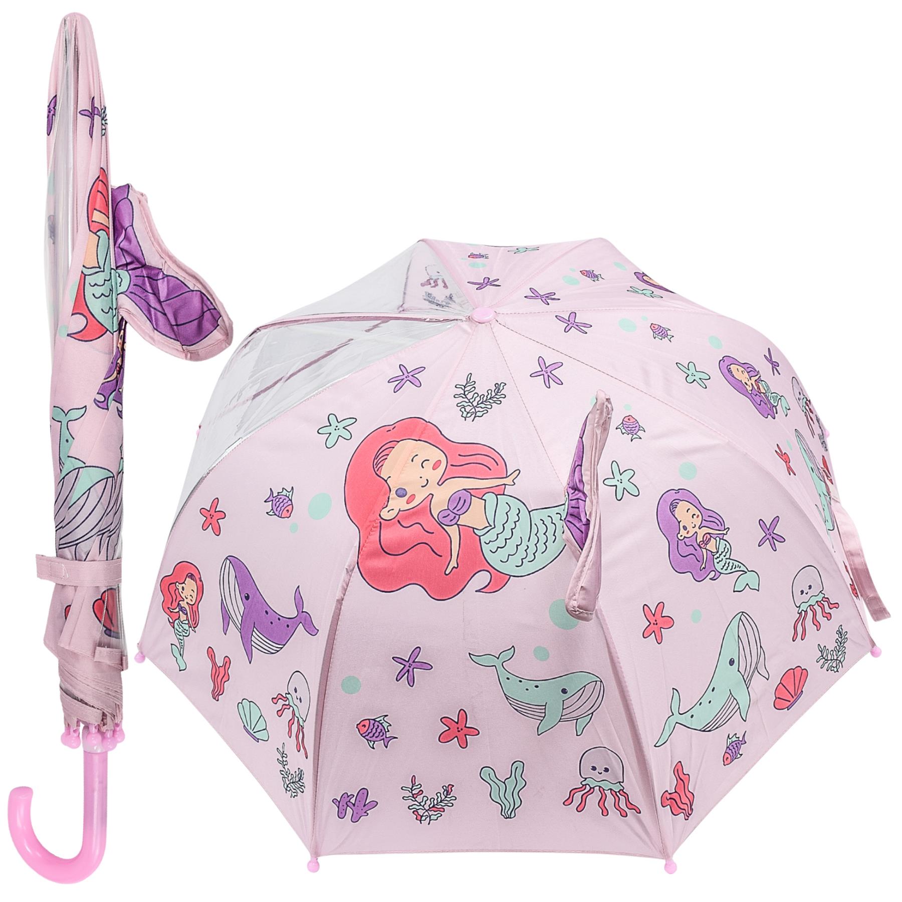A2Z 4 Kids Girls Stick Umbrella Walking Umbrellas Waterproof Mermaid Brolly 71cm - Picture 3 of 8