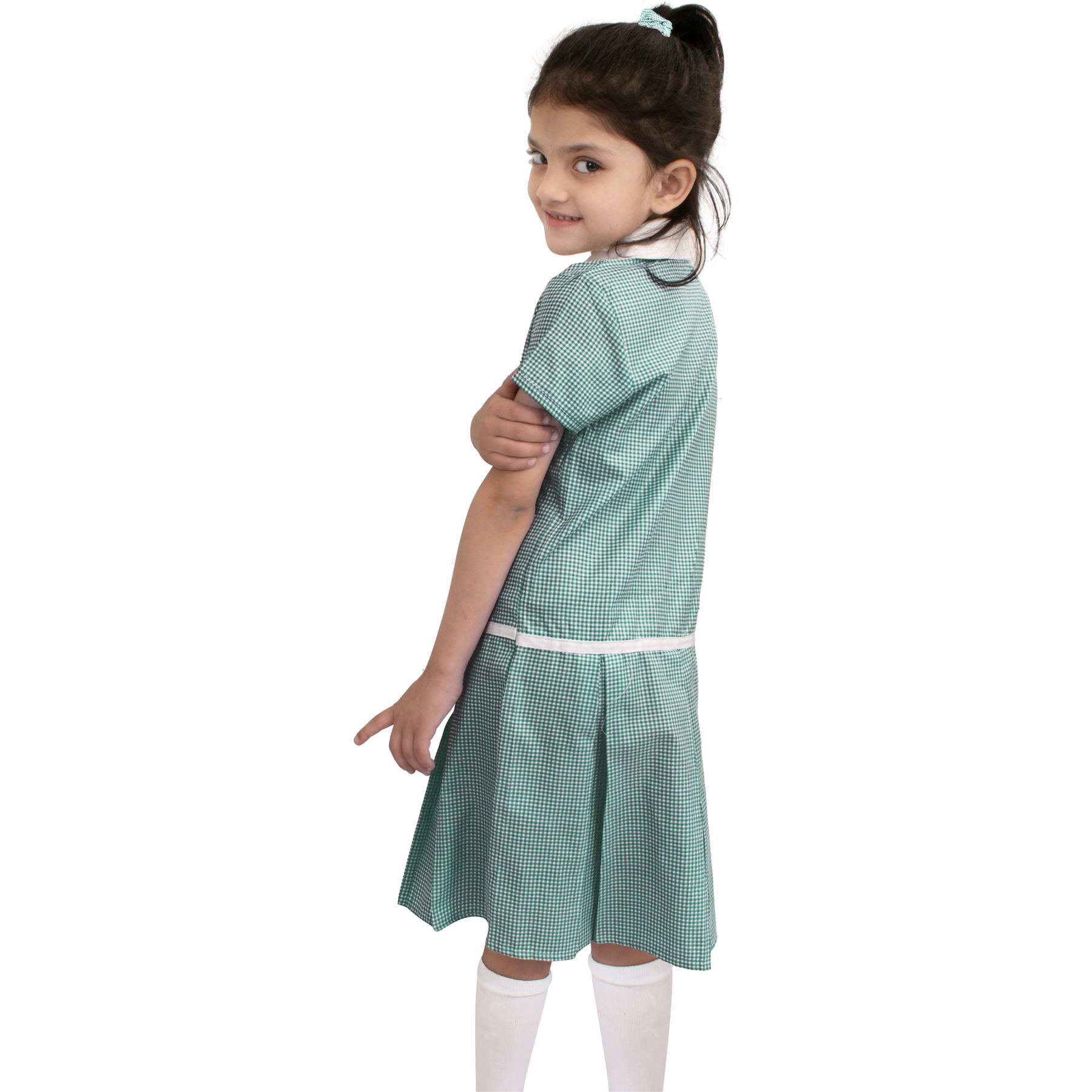 Kids Girls Gingham School Dress Zip Up Check Dresses With Matching Scrunchies - Picture 10 of 16