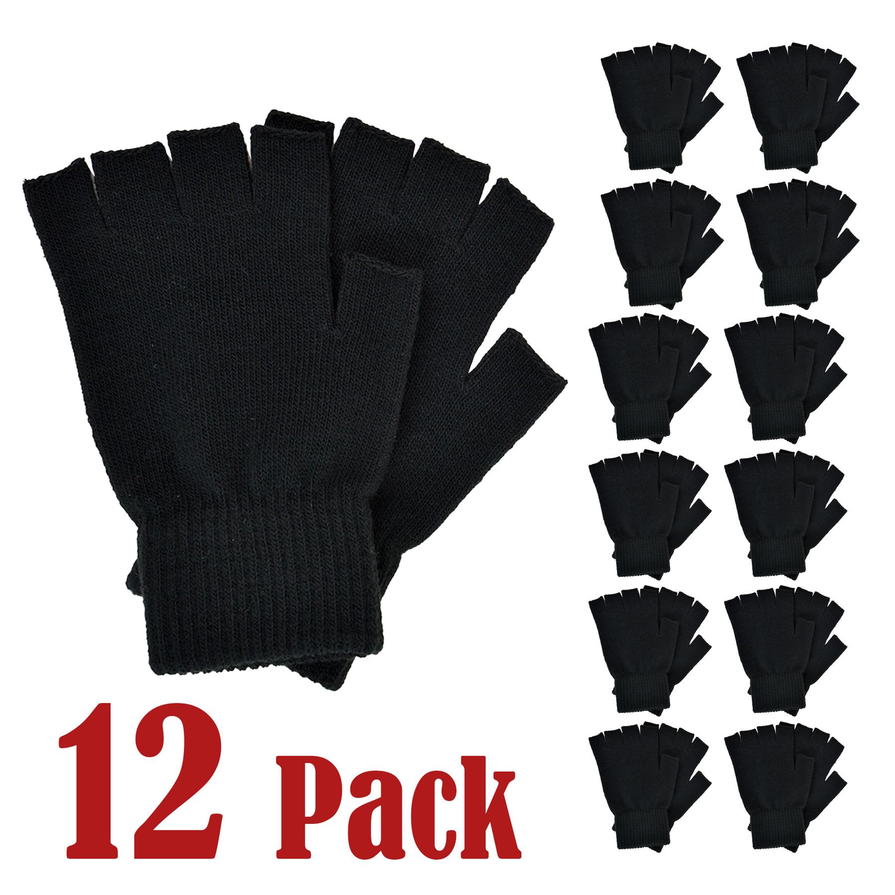 Mens Gloves Thermal Warm Winter Touchscreen Fingerless Magic Half Finger Mittens - Picture 7 of 7