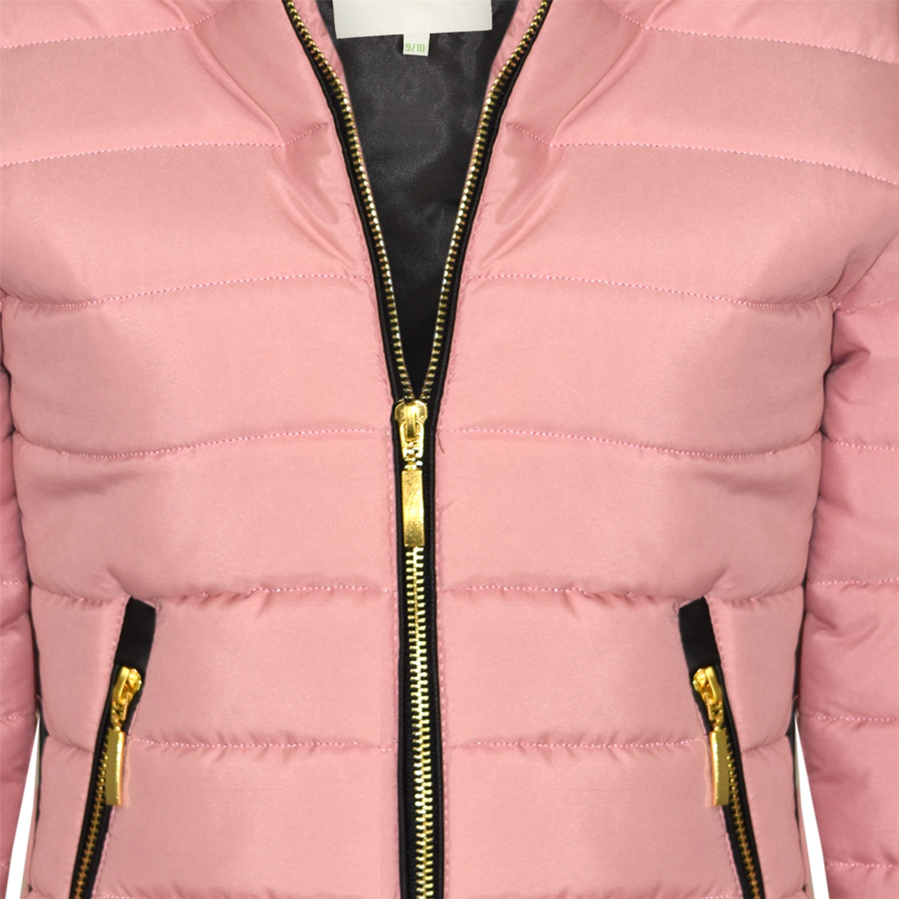 Girls Jacket Kids Quilted Padded Puffer Bubble Fur Collar Warm Thick Coats 3-13 - Picture 4 of 8