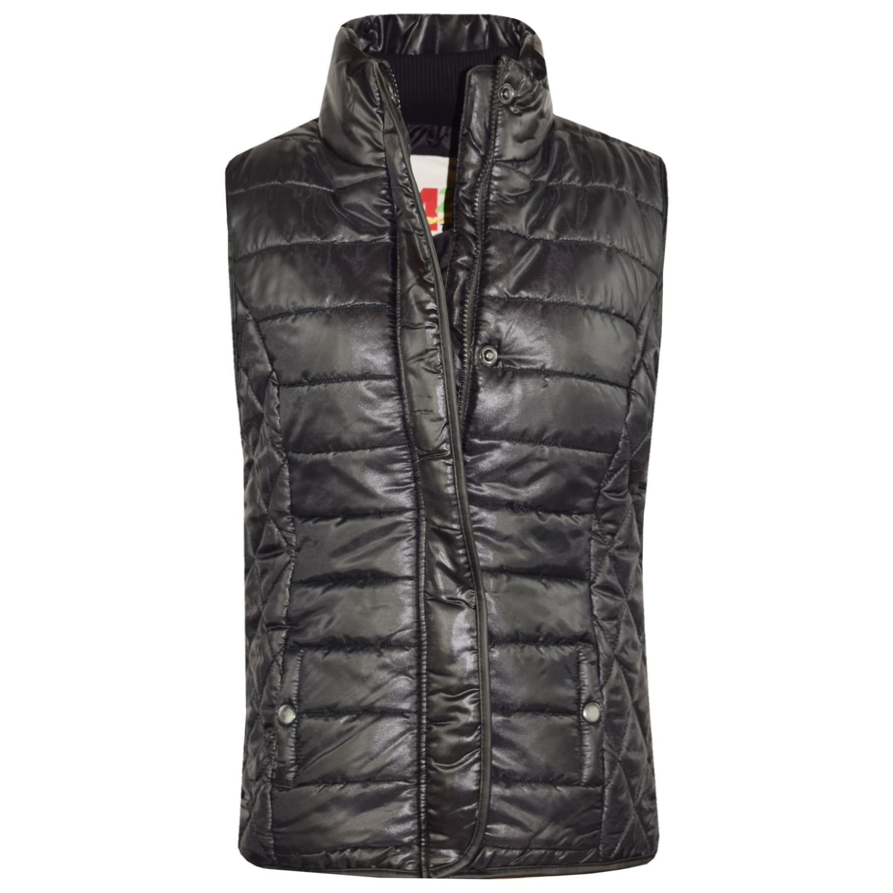 Kids Girls Boys Olive Wet Look Sleeveless Lined Padded Gilet Body Warmer Jackets