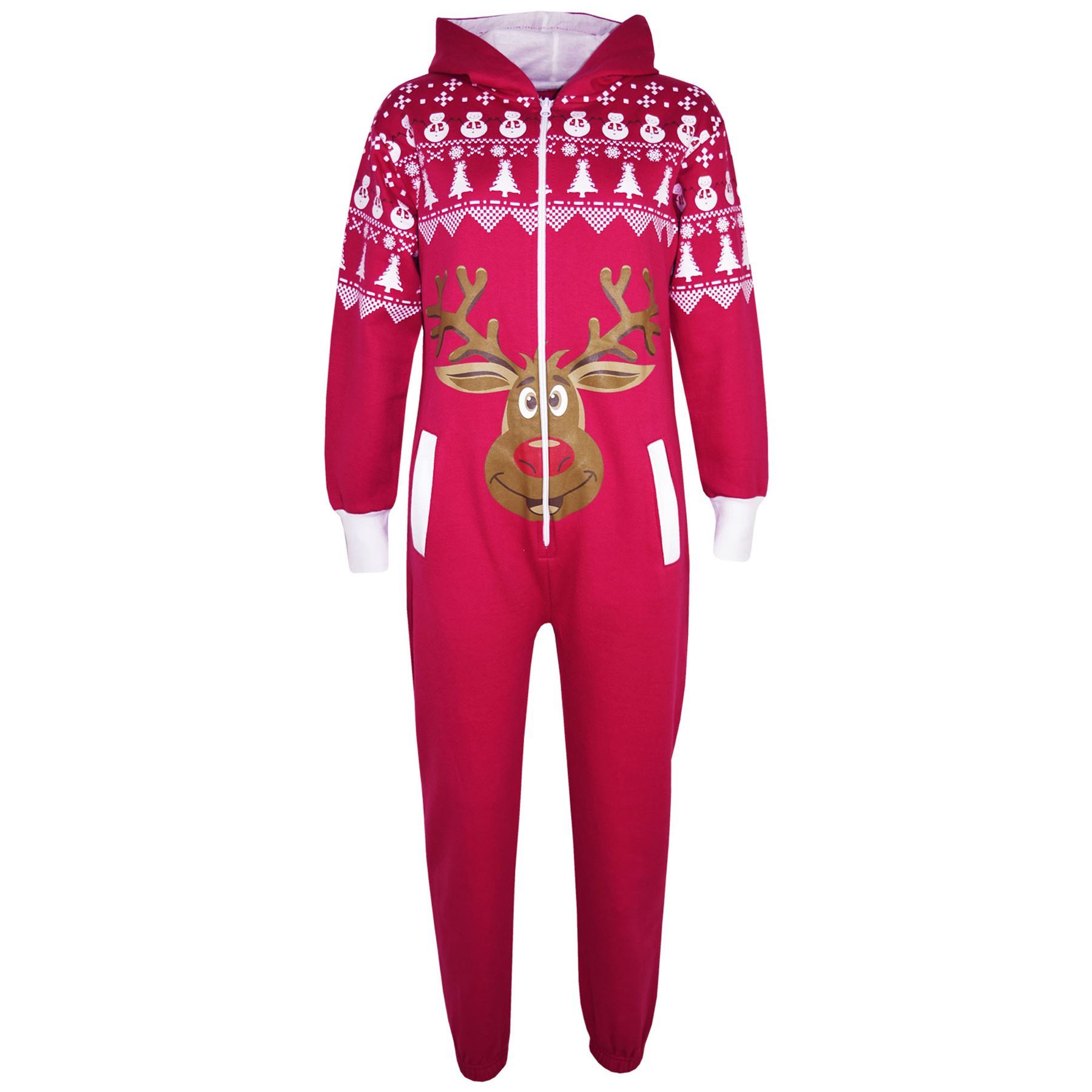 Kids Girls Boys Novelty Christmas Santa Reindeer A2Z Onesie One Piece Jumpsuit - Picture 25 of 58