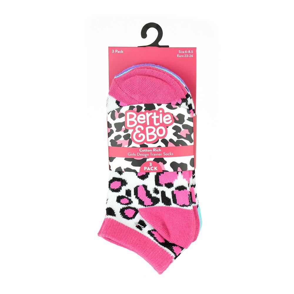 Kinder Mädchen Camouflage und Leopard Trainer Socken 3er-Pack Kinder Schuhe Socken 2-10 Jahre - Bild 7 von 14