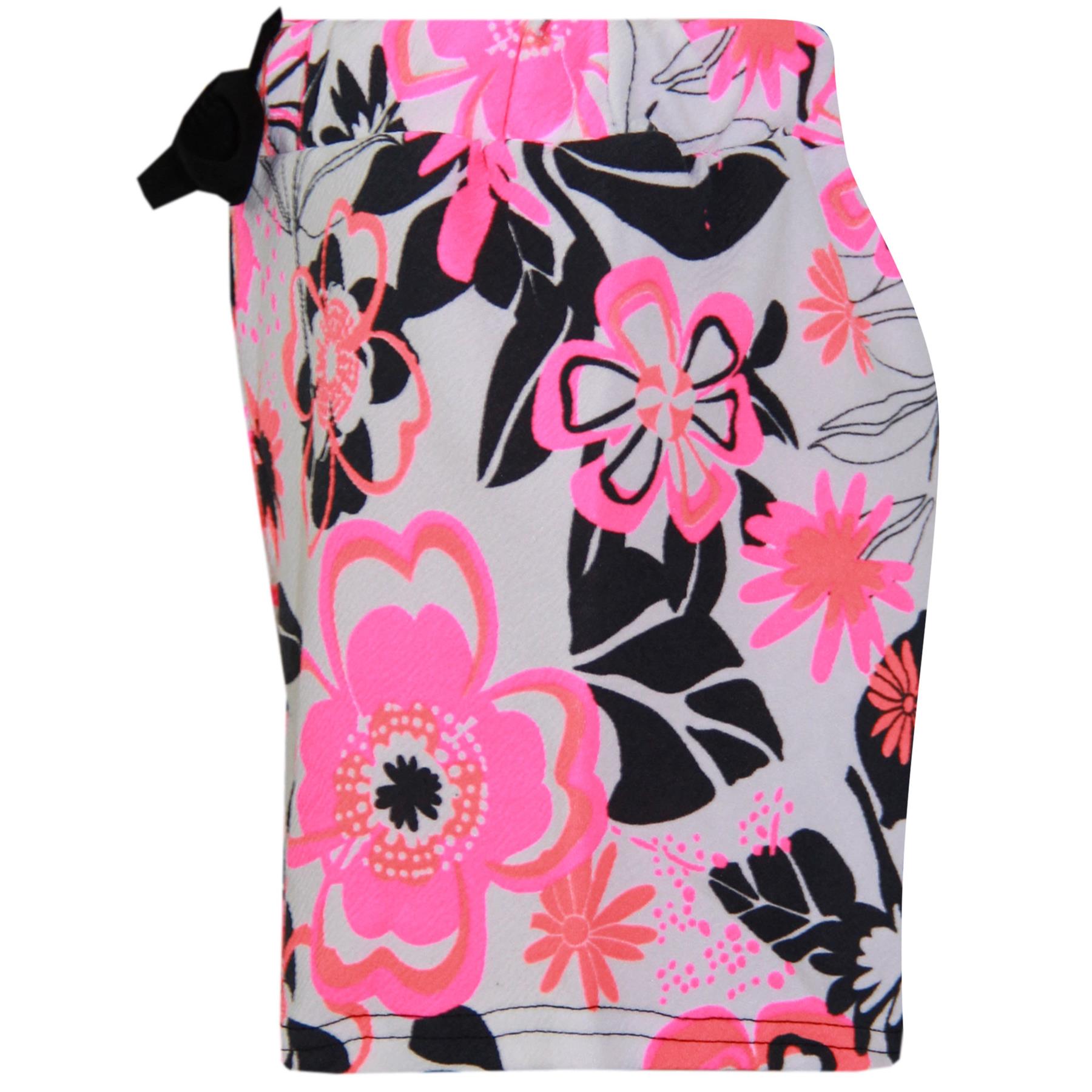 Kids Girls Crop Top & Shorts Neon Pink Floral Fashion Summer Outfit Short Sets - Picture 7 of 7