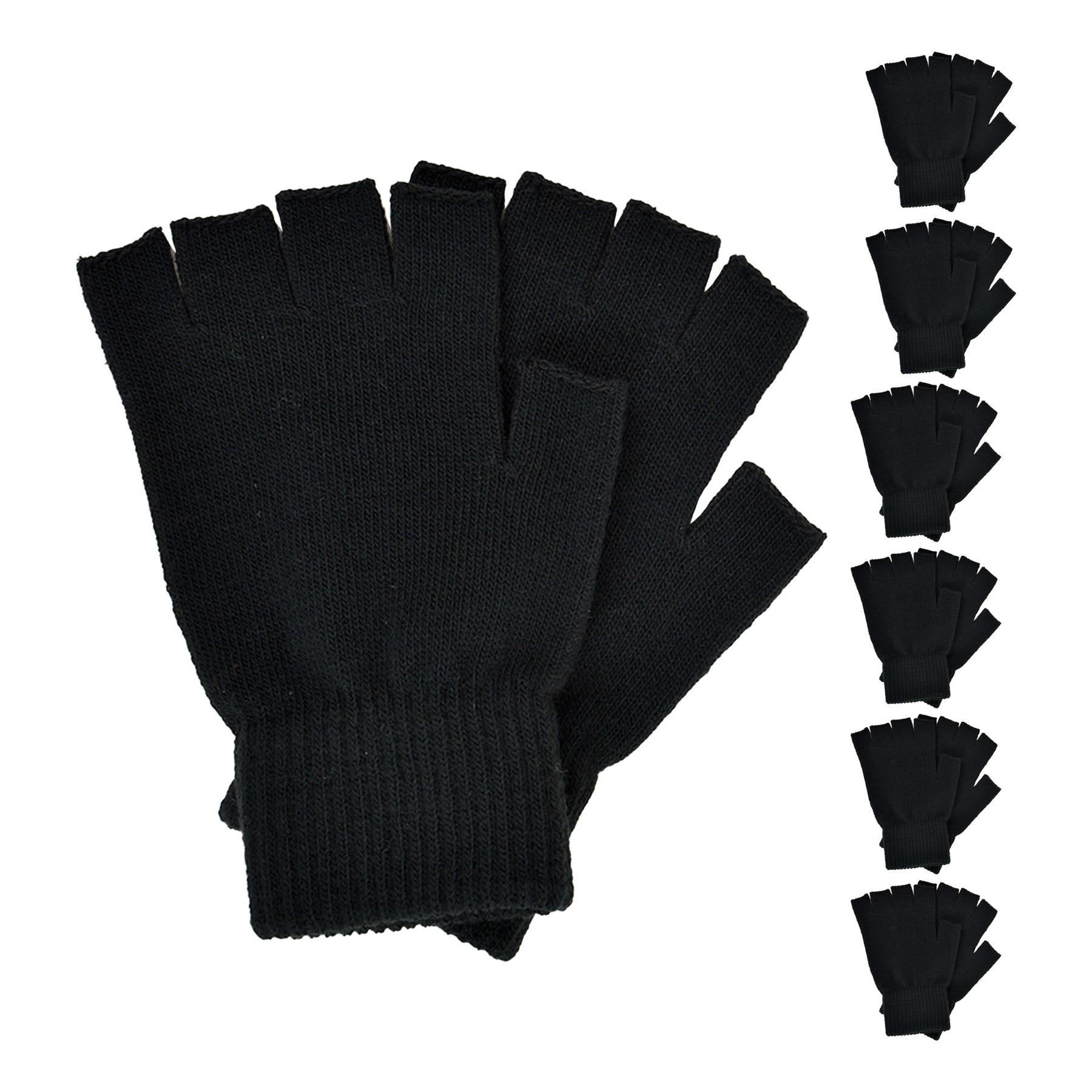 Mens Gloves Thermal Warm Winter Touchscreen Fingerless Magic Half Finger Mittens - Picture 4 of 7