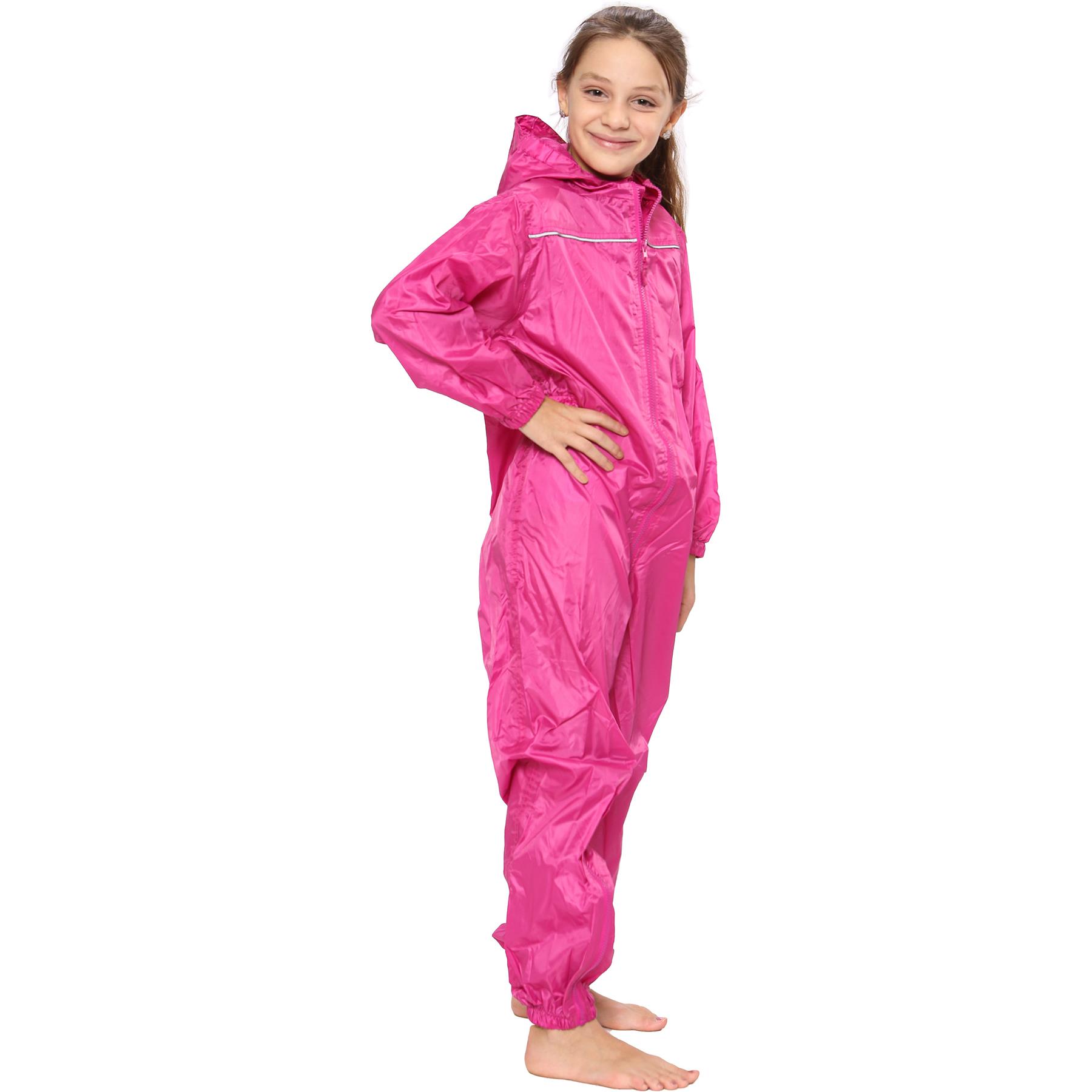 Girls Boys Raincoat Kids Puddle Suit Rainwear Waterproof Hooded Rainsuit 2-13 Yr - Picture 19 of 24
