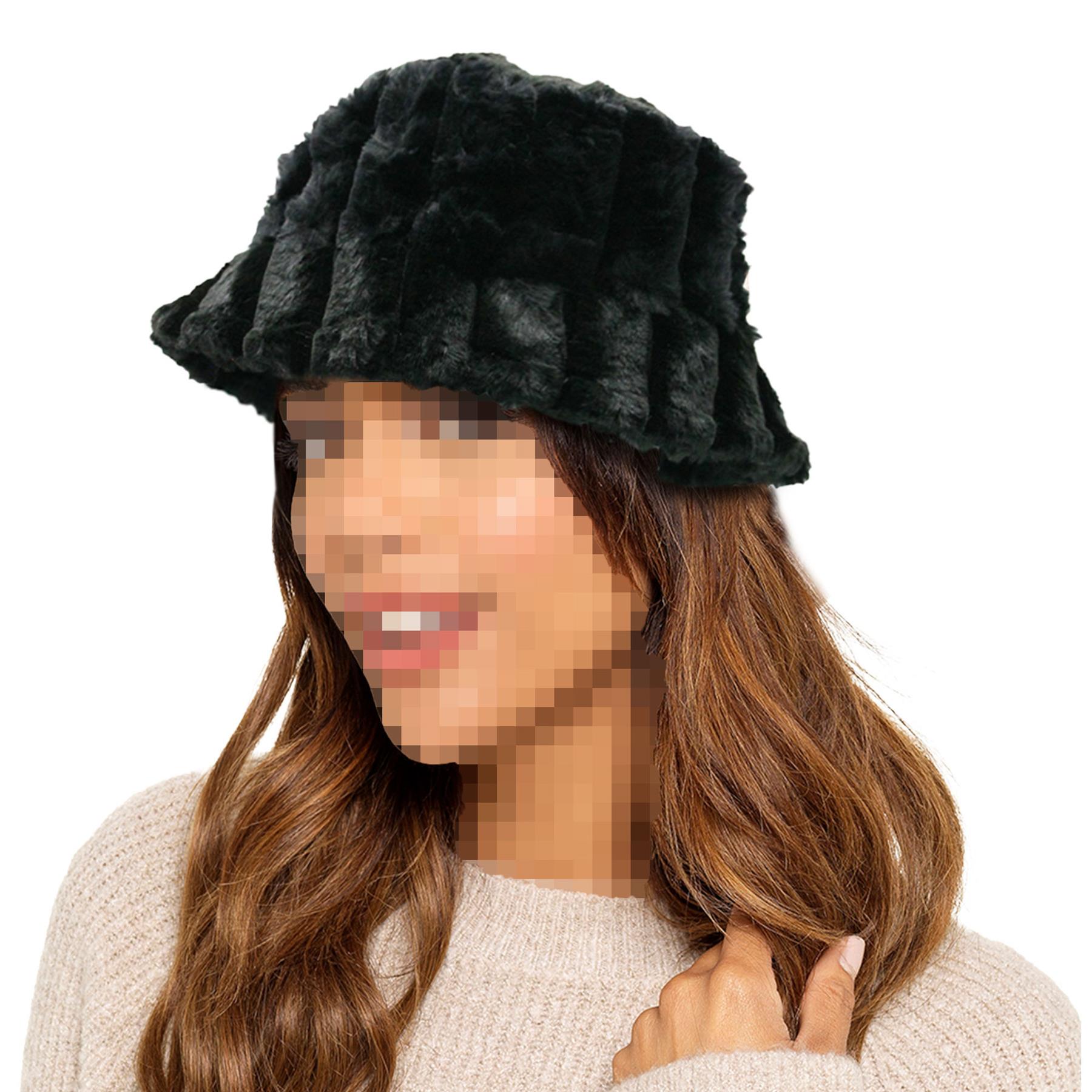 1668 Furry Bucket Hat Winter Faux Fur Plush Hats Warm Fisherman Cap Fluffy Dyfzdhu Fuzzy Bucket Hat for Women Faux Superficial  main image 4