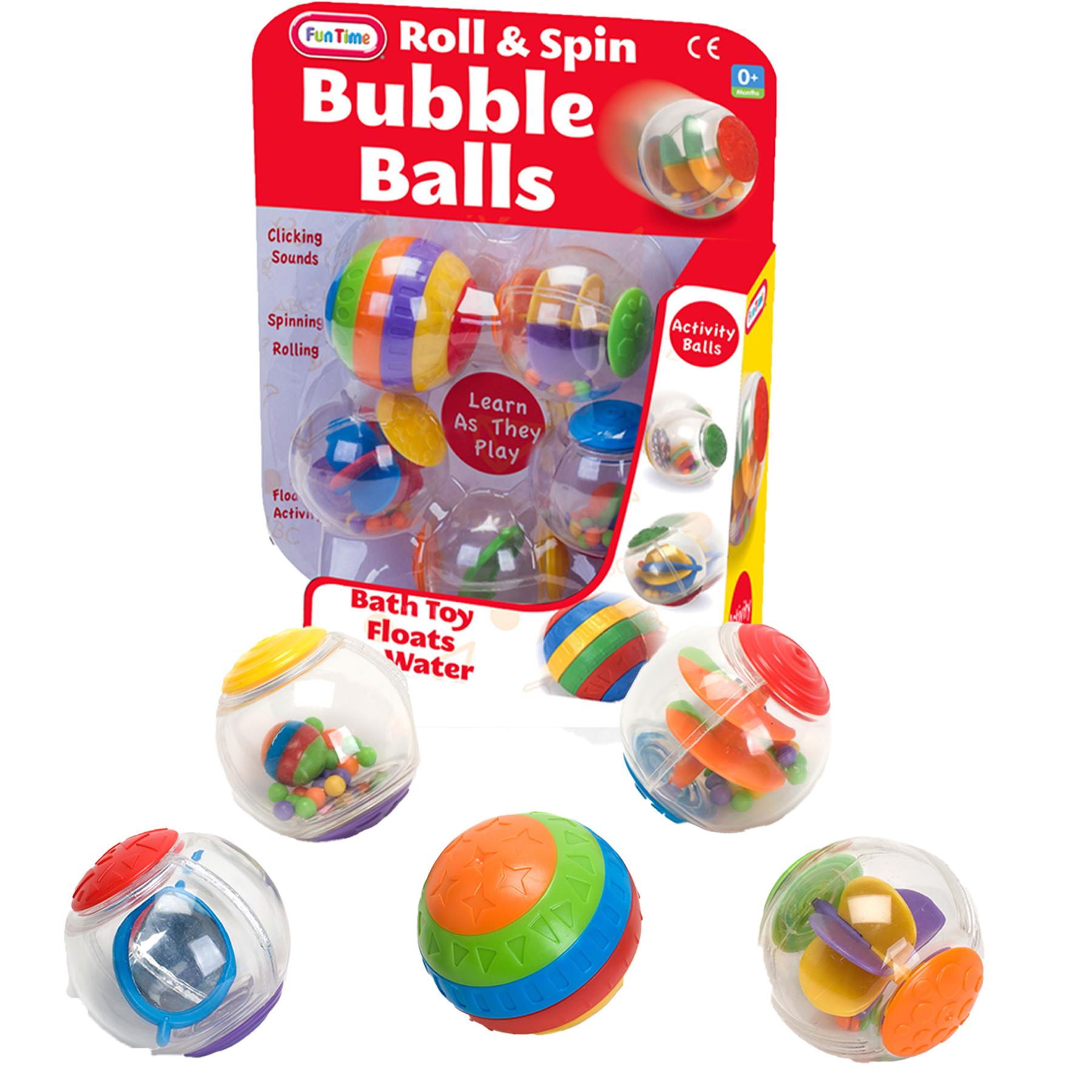 A2Z Spin and Roll Bubble Balls 5 Piece Set Baby Bath Toy for Toddlers 0 Months+