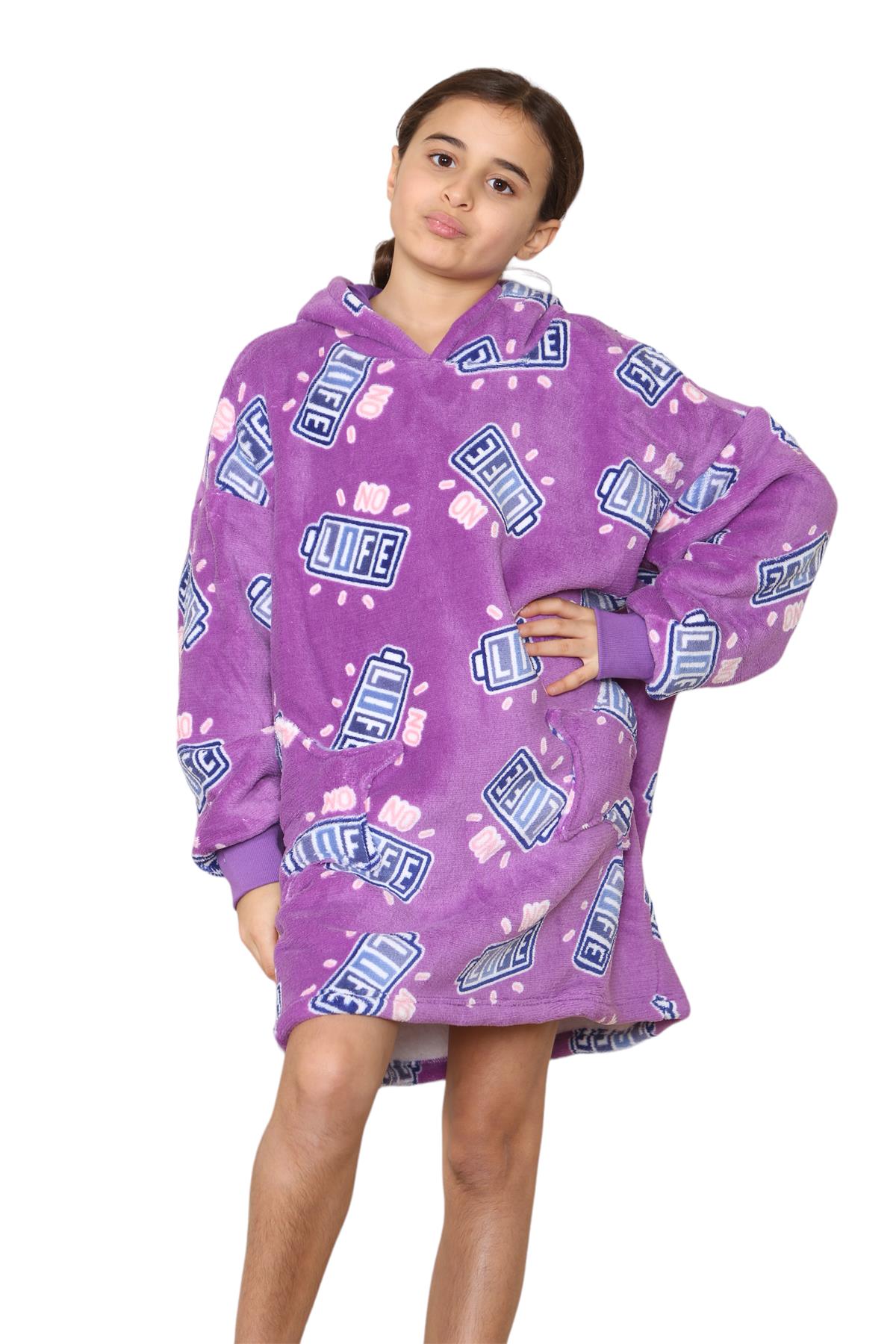 Kids Girls Boys Oversized Hoodie Animal Snuggle Blanket Super Soft Warm Fleece - Picture 11 of 47
