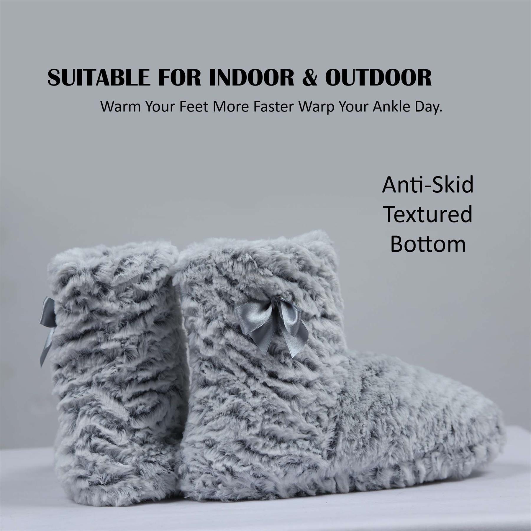 Damas Zapatilla Novedad 2 Tonos Botín Felpa Cálido Invierno Tejido Botines - Imagen 6 de 7