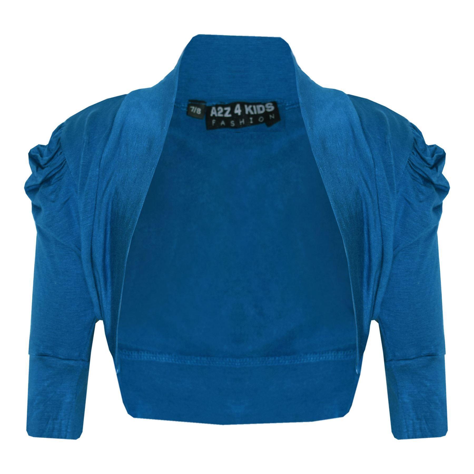 New Kids Girls Ruched Sleeve Stylish Shrug Bolero Cropped Cardigan 2-13 Years - Picture 46 of 51