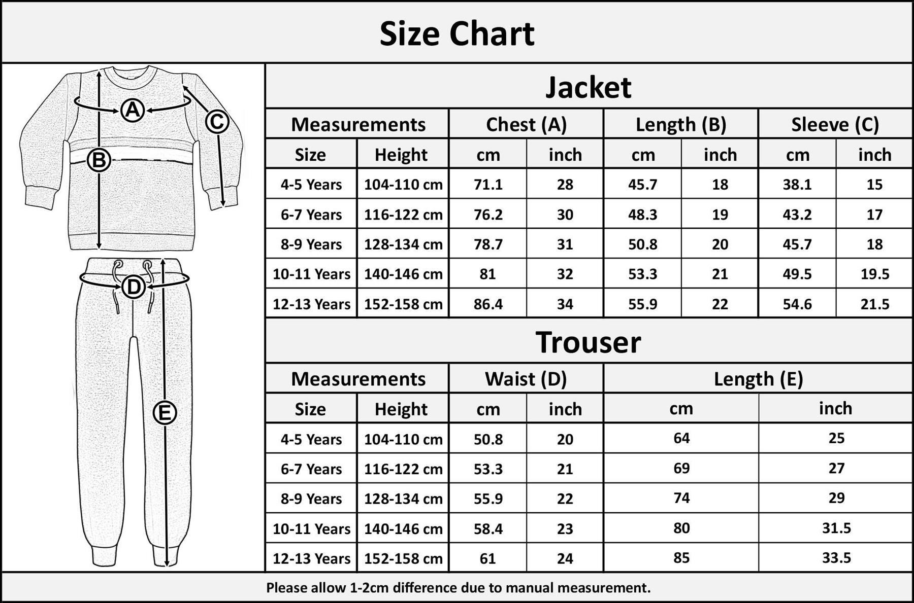 Kids Boys Girls Tracksuit Contrast Panel Top & Bottom Jogging Suits Sportswears - Picture 15 of 19