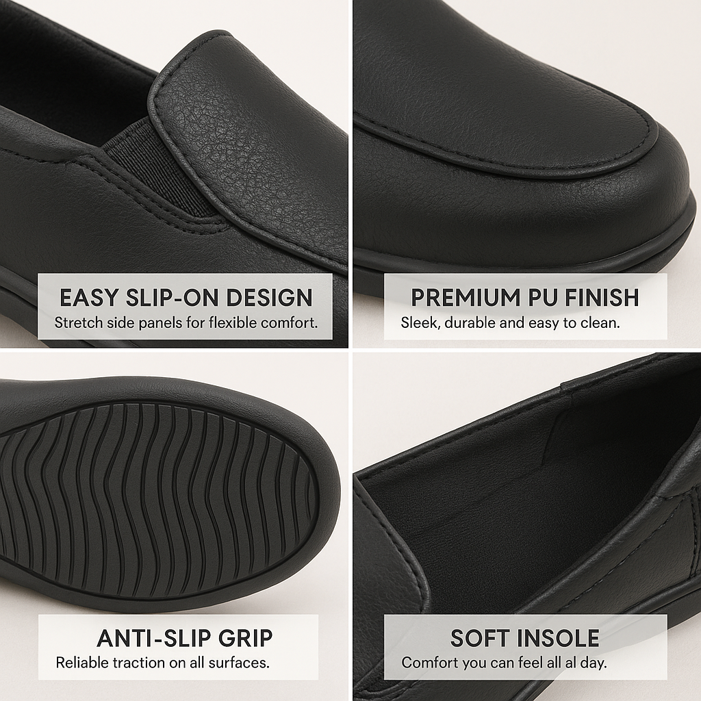 A2Z Damen Teen Mädchen Weite Passform Slipper PU Halbschuhe Komfort Arbeit Wanderschuhe - Bild 5 von 8