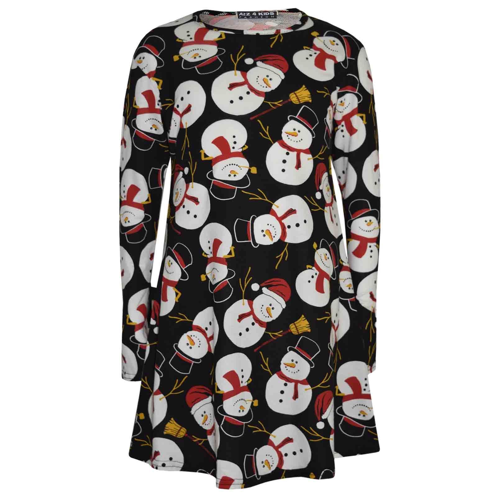 A2Z 4 Kids Girls Christmas Santa Xmas Legging Swing Dress Children Age 1-13 Yrs - Picture 14 of 38