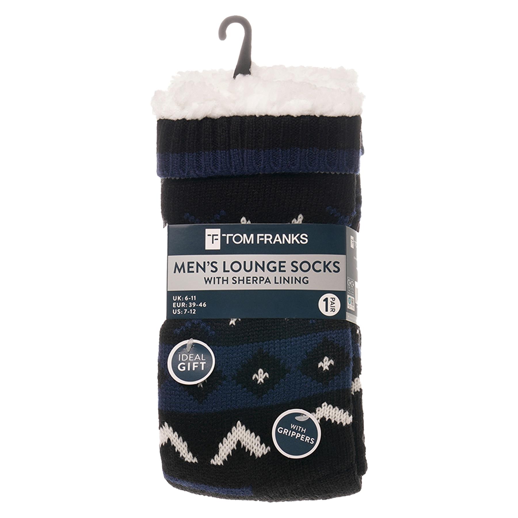 A2Z Mens Fairisle Knit Slipper Sock Soft Sherpa Lined Comfy Thick Cosy Socks - Picture 3 of 7