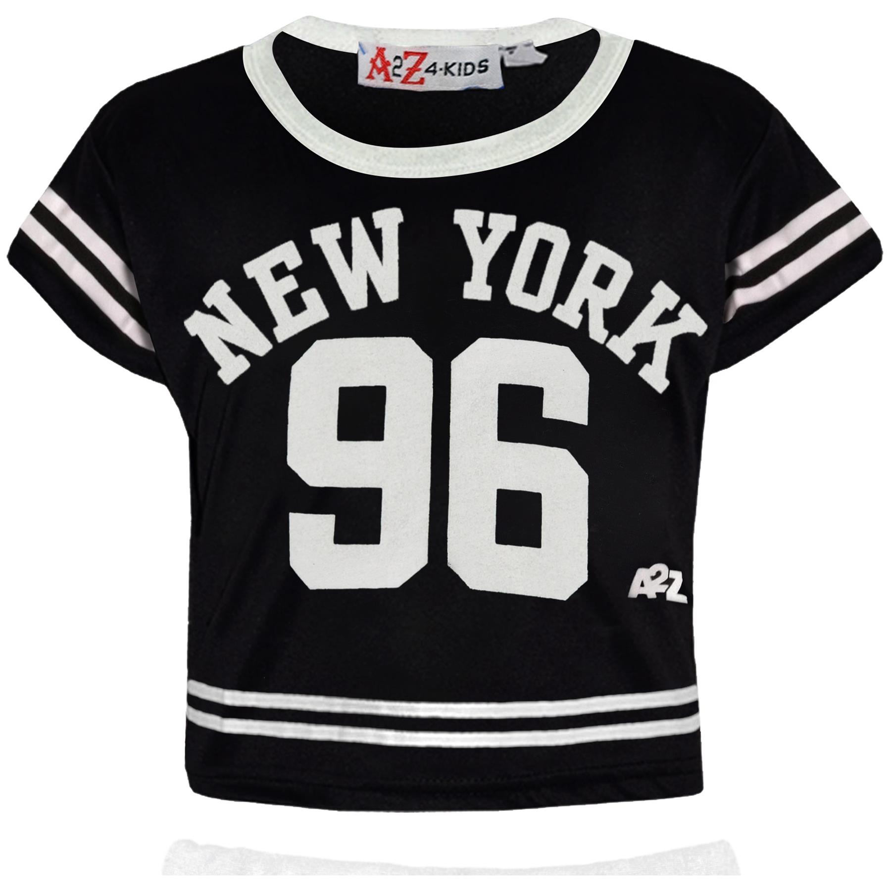 Kids Girls Shorts New York 96 Black Crop Top Hot Short Pant Summer Clothing Sets - Picture 3 of 6