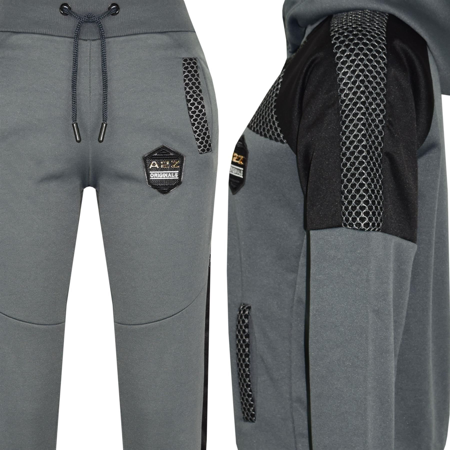 Kids Girls Boys Tracksuits Mesh Charcoal Hooded Top Bottom School Sports Joggers - Picture 9 of 9