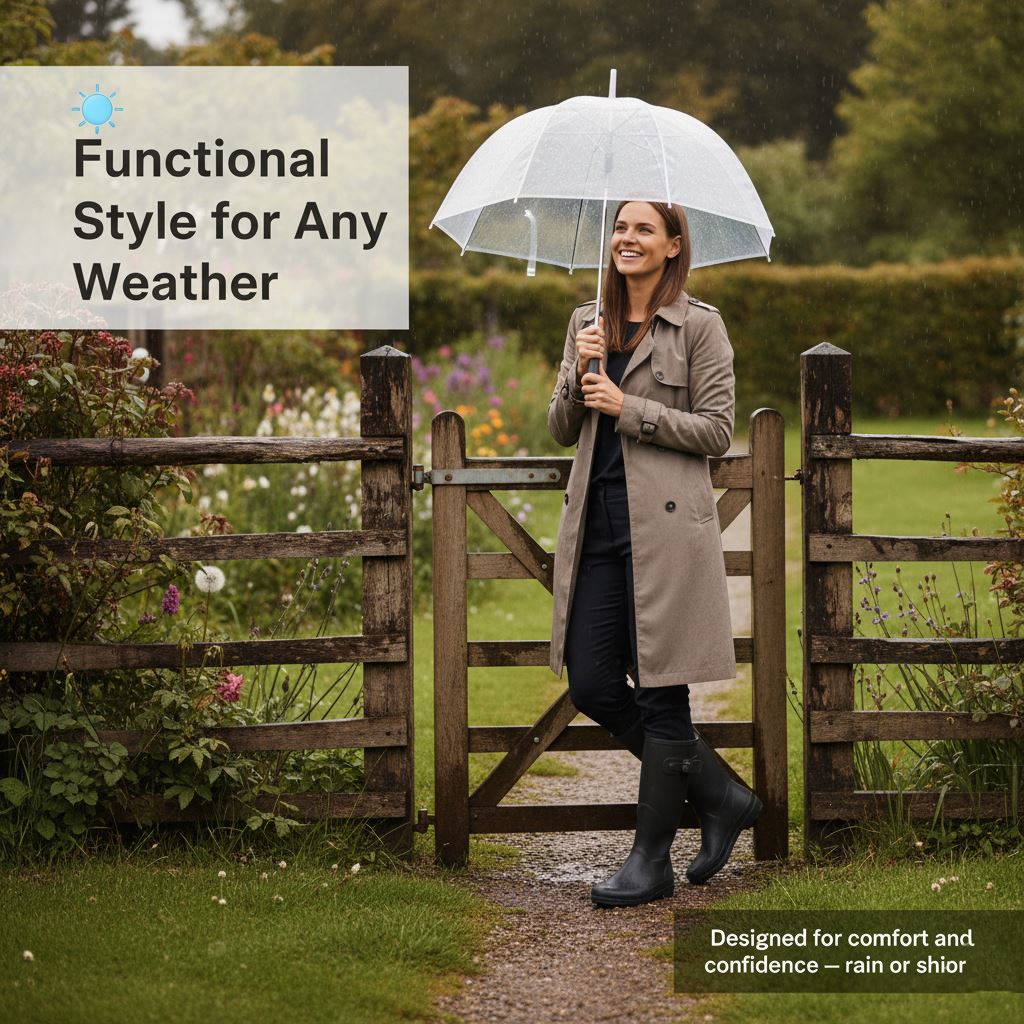 Botas Wellington de tacón ajustadas impermeables con hebilla ajustable para dama - Imagen 5 de 19