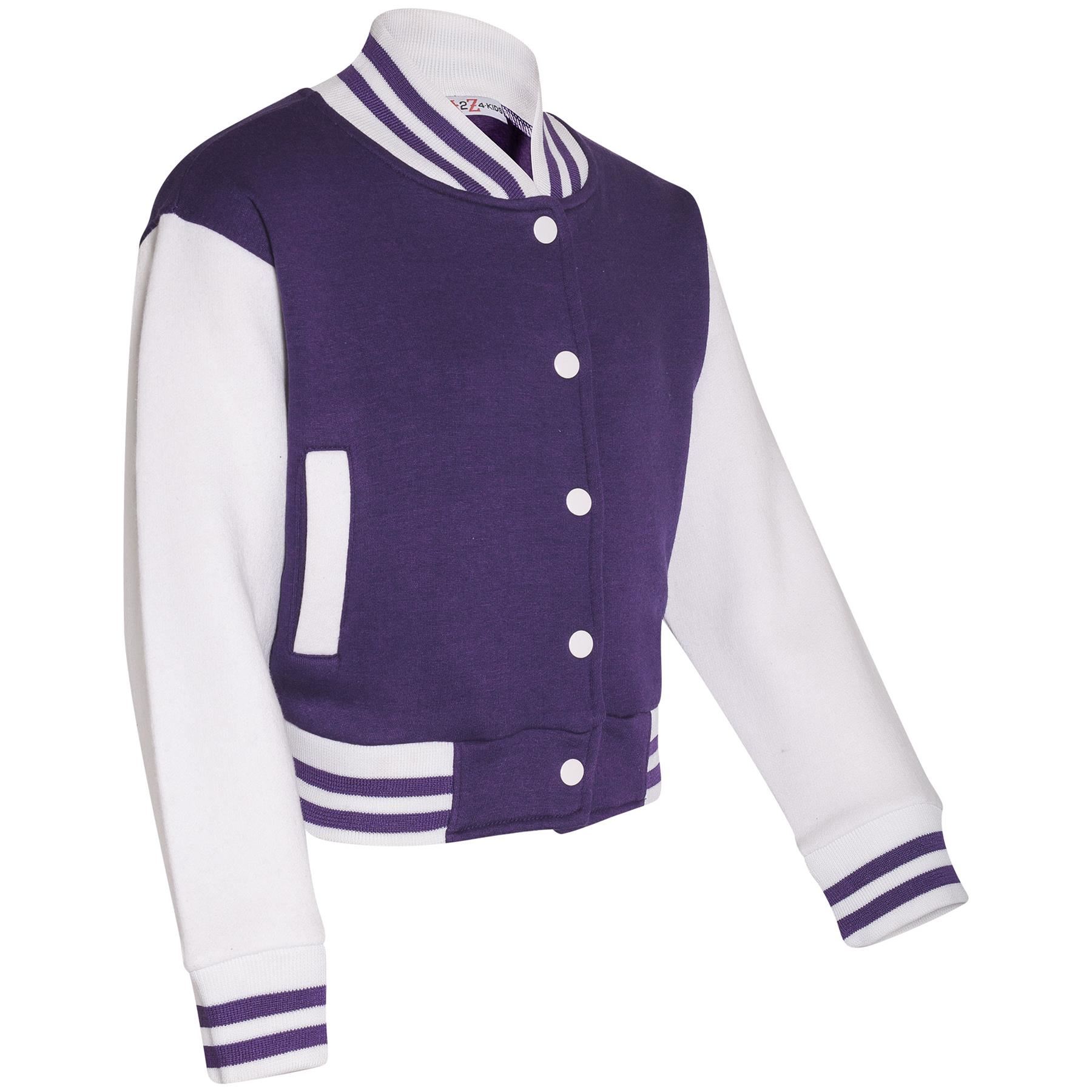 Kids B.B Plain Jacket Varsity Style Long Sleeve Coat Girls Boys Age 2-13 Years - Picture 65 of 106
