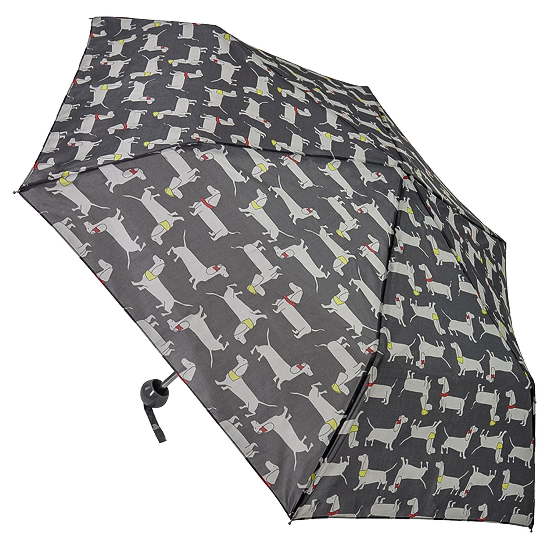 Ladies Supermini Folding Umbrella Sausage Dog AOP Weather Resist Compact Brolly - Picture 6 of 11