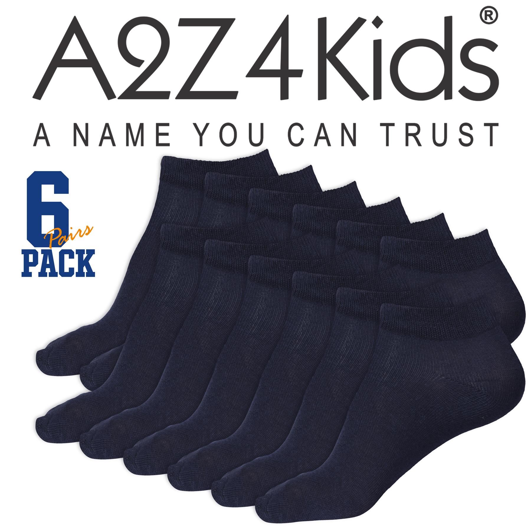 A2Z 4 Kids Girls Boys 12 Pack Plain Trainer No Show Socks Cotton School Socks - Picture 16 of 25