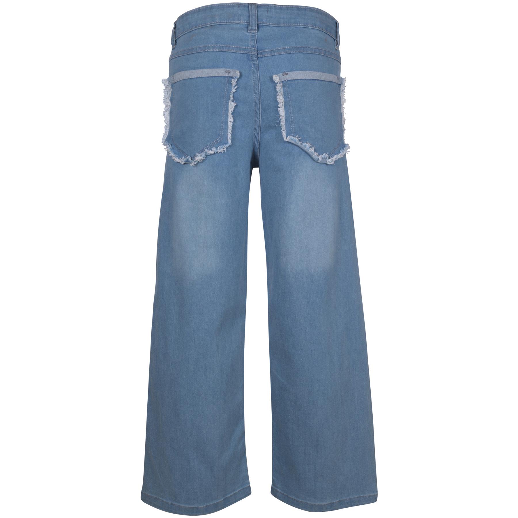 Kids Girls Relaxed Baggy Palazzo Jeans For Teens Flare Stretchy Denim Jeans - Picture 13 of 23