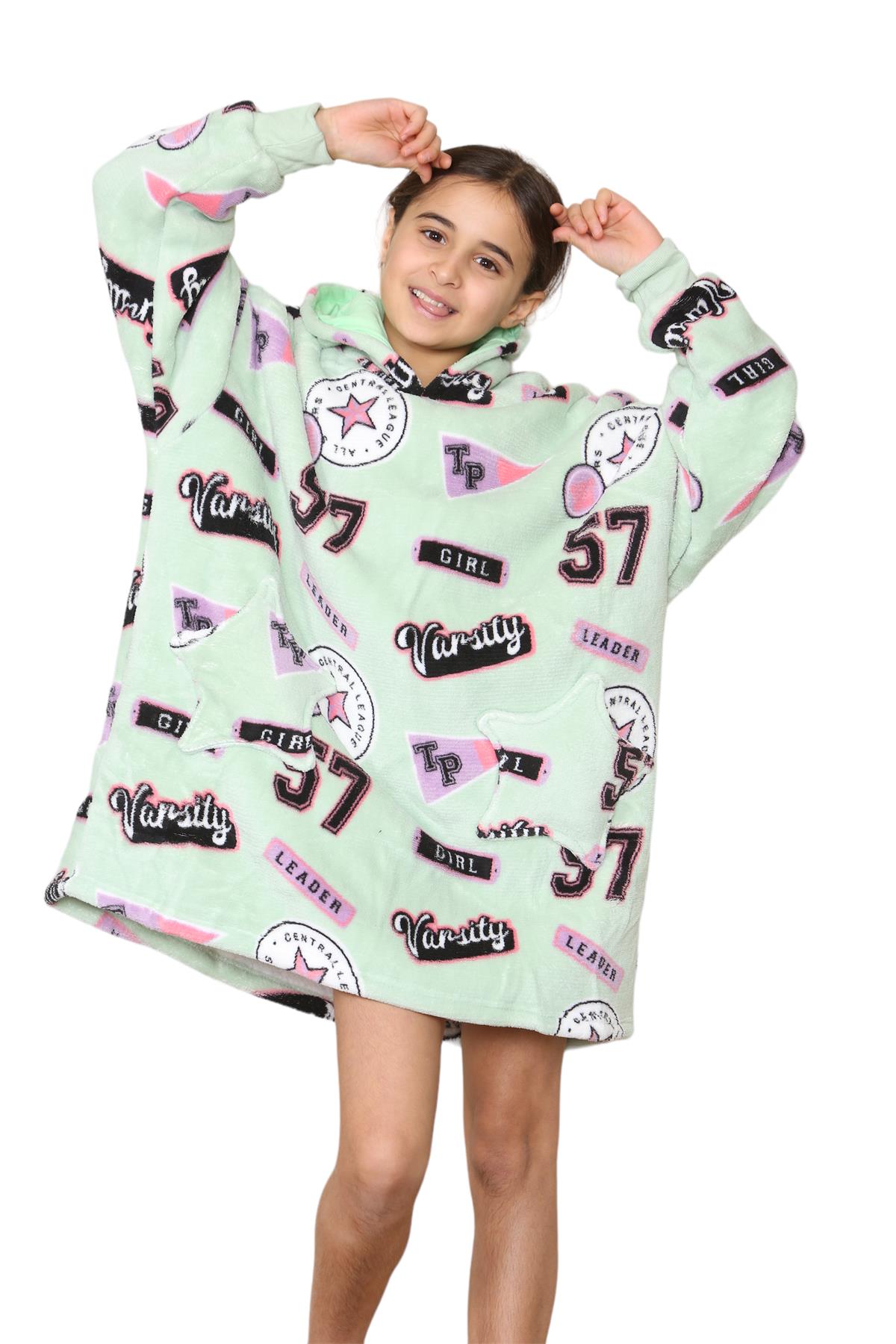 Kids Girls Boys Oversized Hoodie Animal Snuggle Blanket Super Soft Warm Fleece - Picture 44 of 47