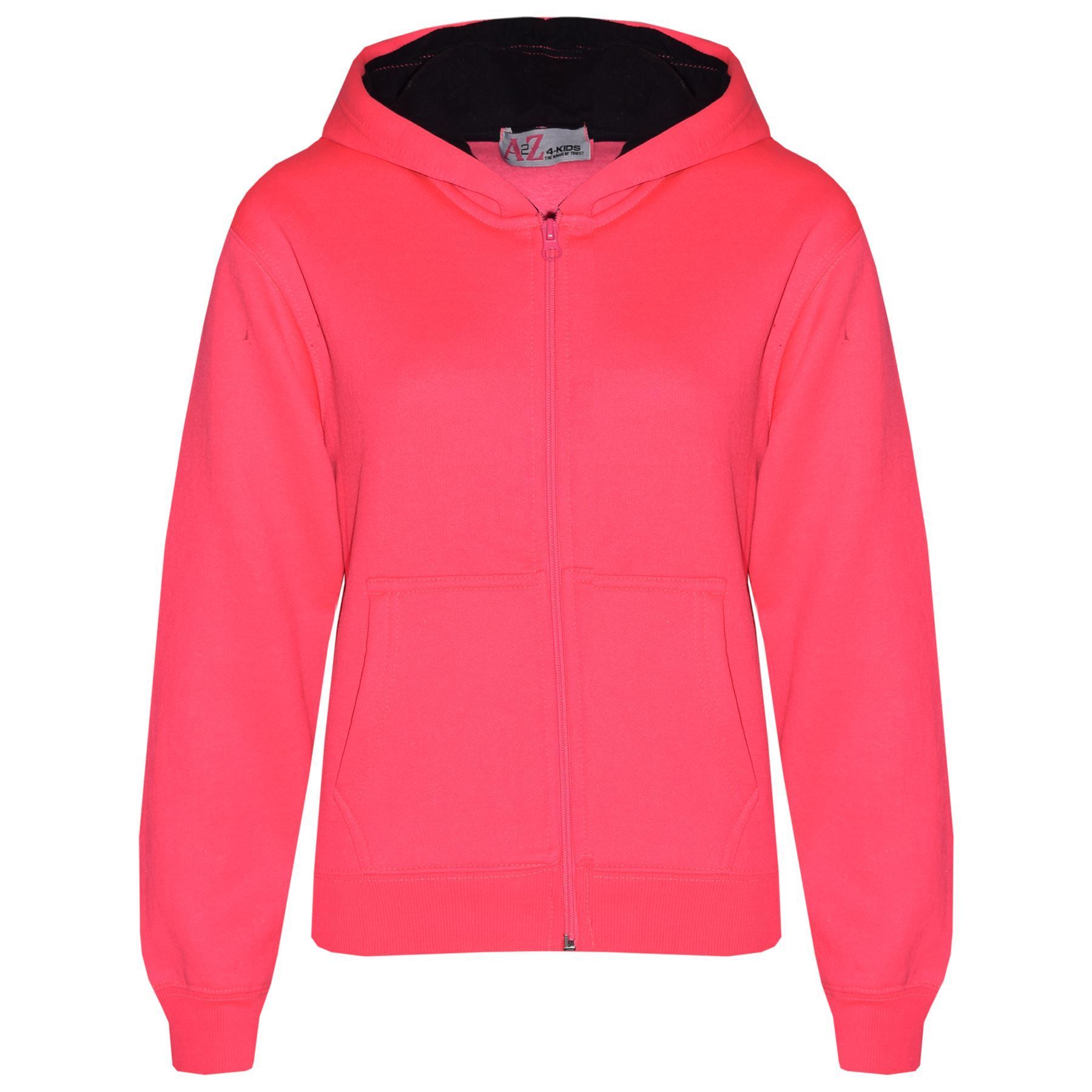 Kids Unisex Plain Tracksuit Contrast Hoodie with Joggers Sports Activewear Set - Picture 80 of 116