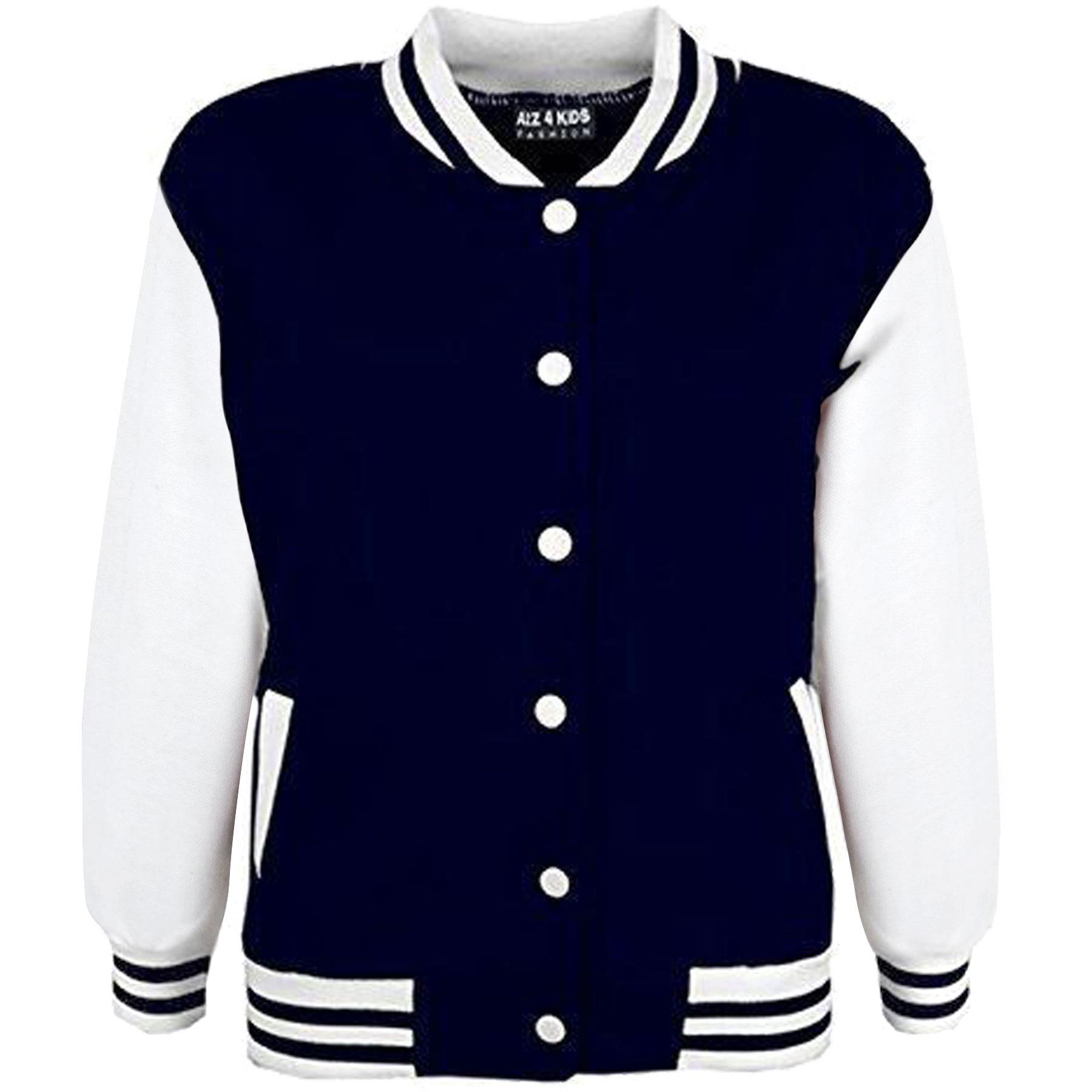 Kids B.B Plain Jacket Varsity Style Long Sleeve Coat Girls Boys Age 2-13 Years - Picture 57 of 106