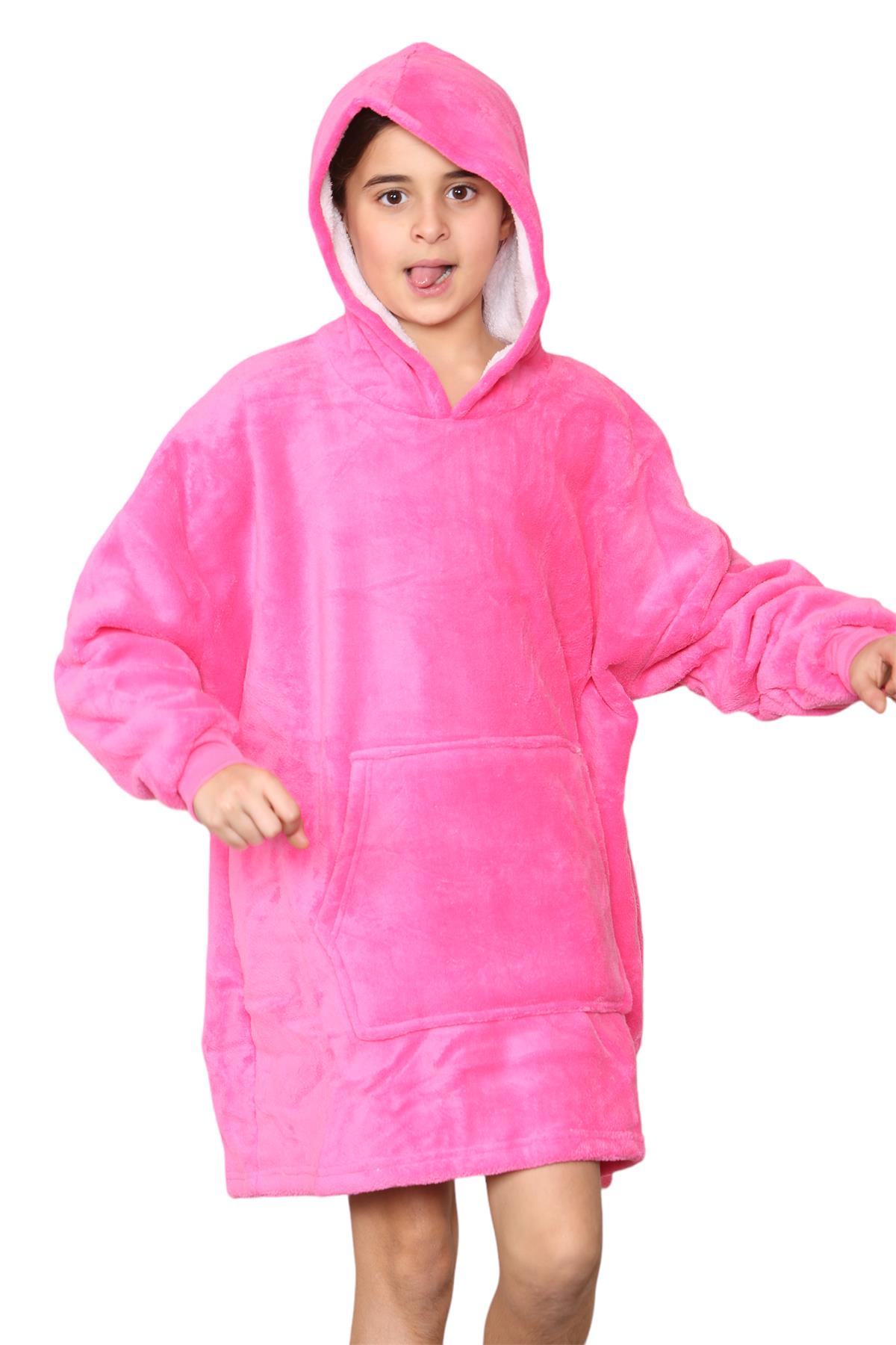 Kinder Mädchen Jungen Ultra Soft Oversized Hoodie Kuschel Plüsch Sherpa Fleece Futter - Bild 47 von 63