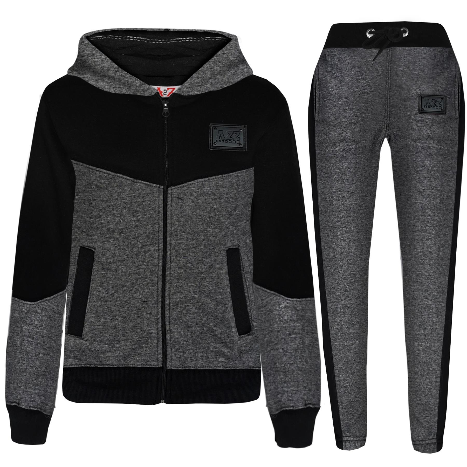 Boys Girls Tracksuit Fleece Hoodie Top Joggers Bottom Suit Set Age 2-13 years - Picture 45 of 56