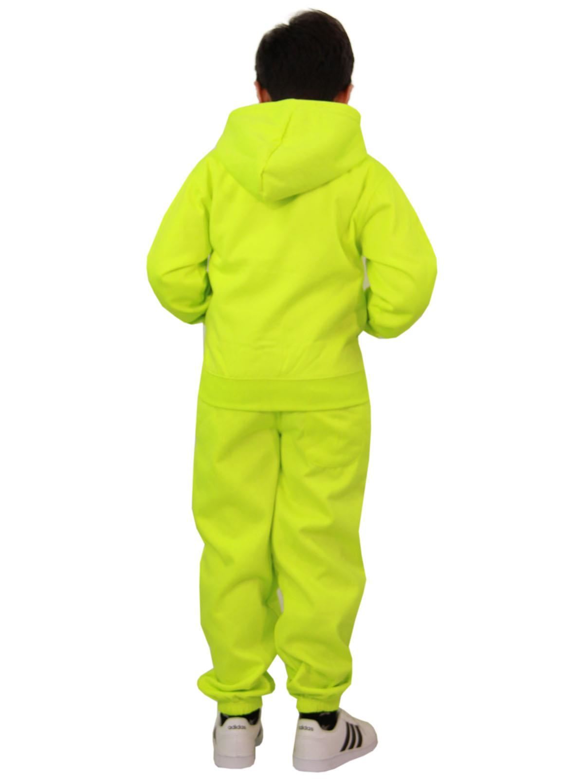 Kids Unisex Plain Tracksuit Contrast Hoodie with Joggers Sports Activewear Set - Picture 76 of 116